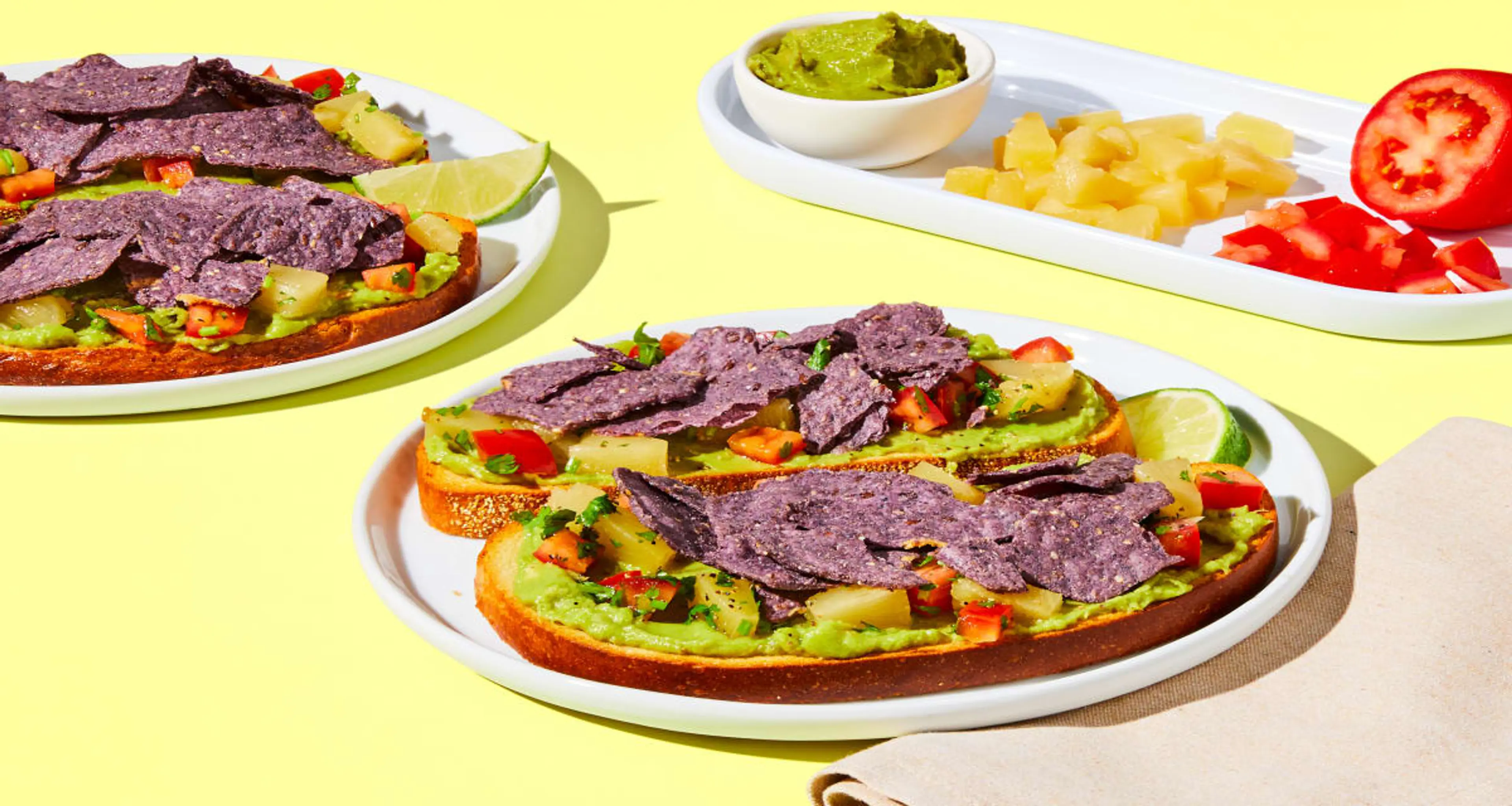 Avocado & Pineapple Salsa Breakfast Toasts with Crushed Tort