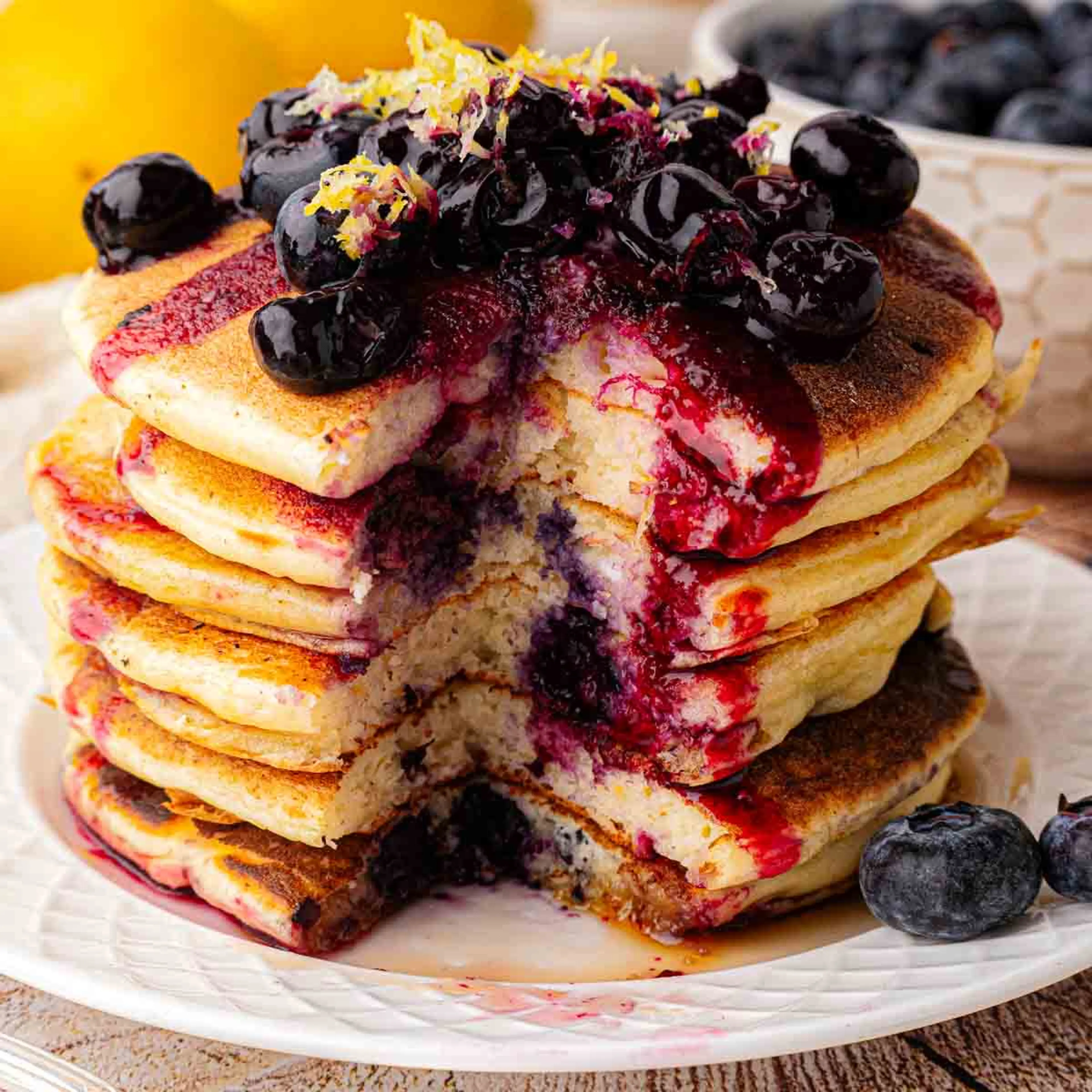 Lemon Ricotta Blueberry Pancakes