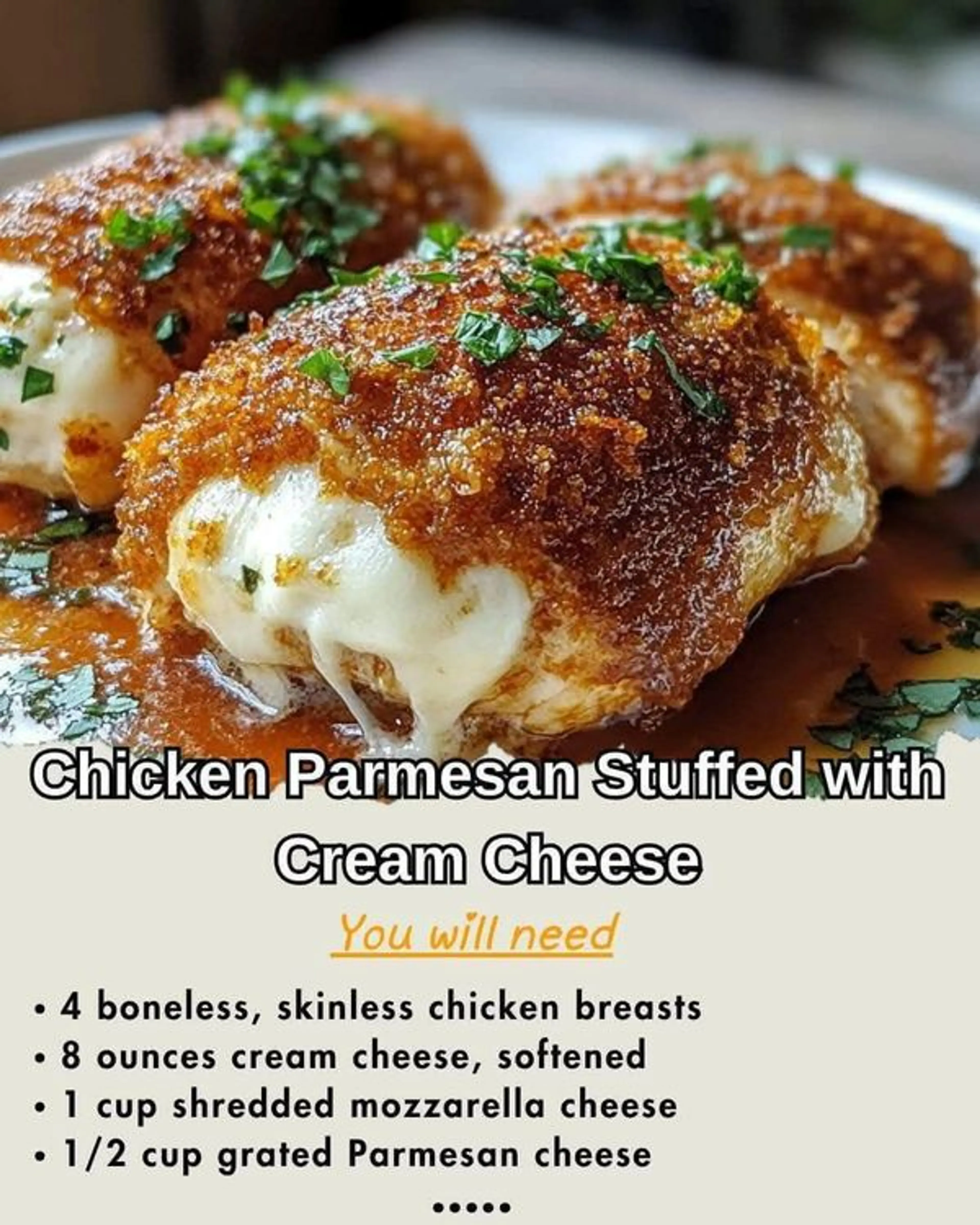 Chicken Parmesan Stuffed with Cream Cheese