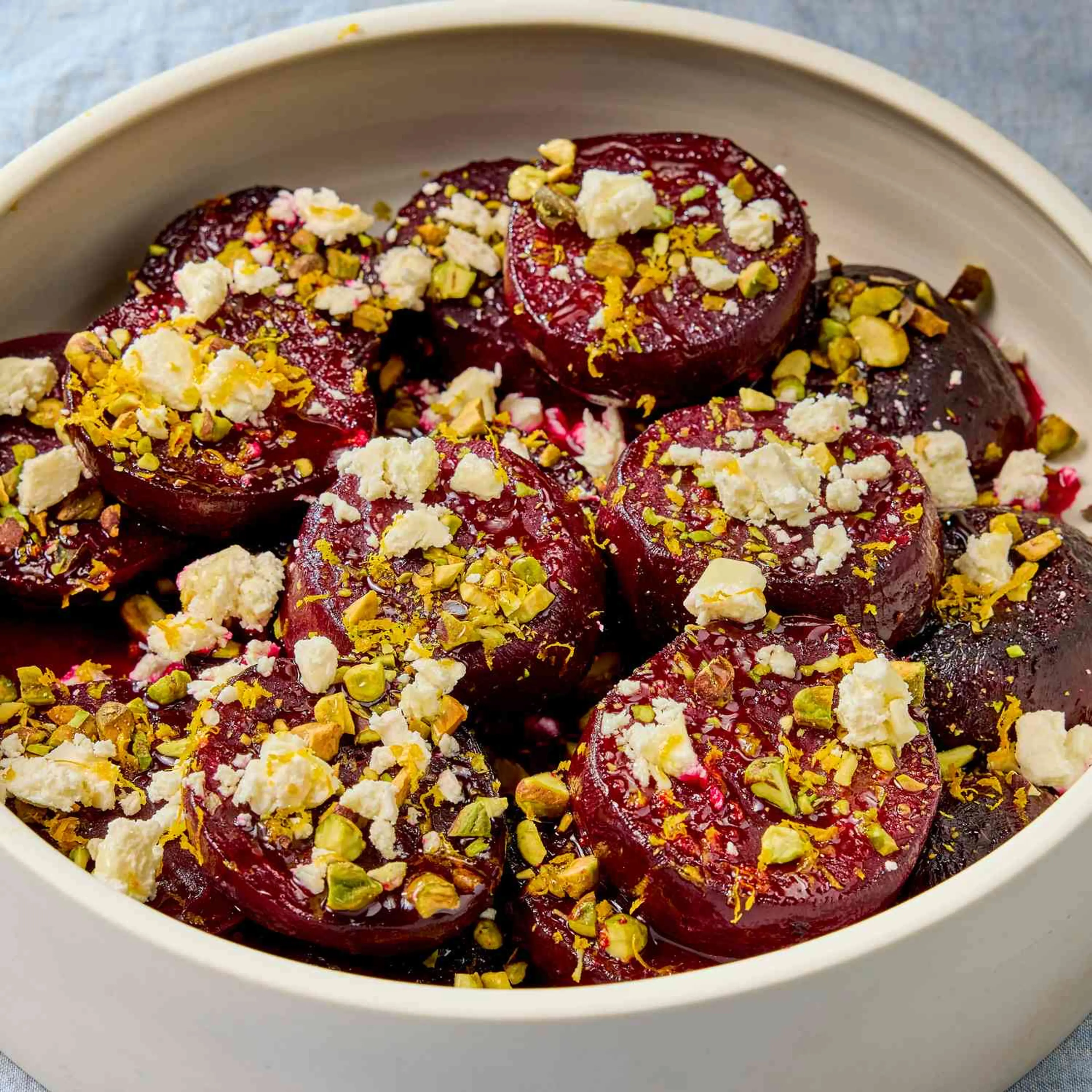 Melting Beets with Feta & Pistachios