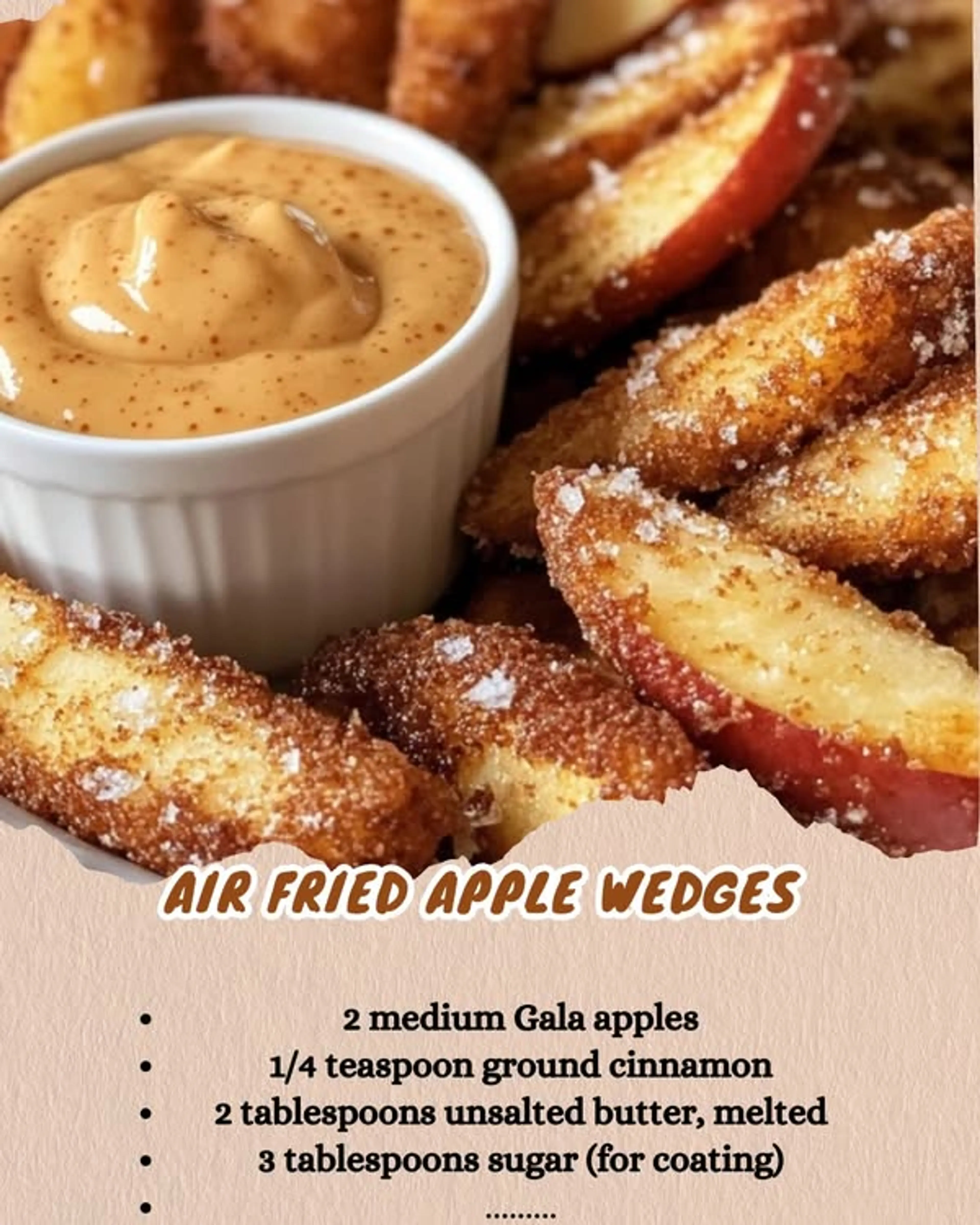 Air Fried Apple Wedges with Caramel Whipped Cream Dip