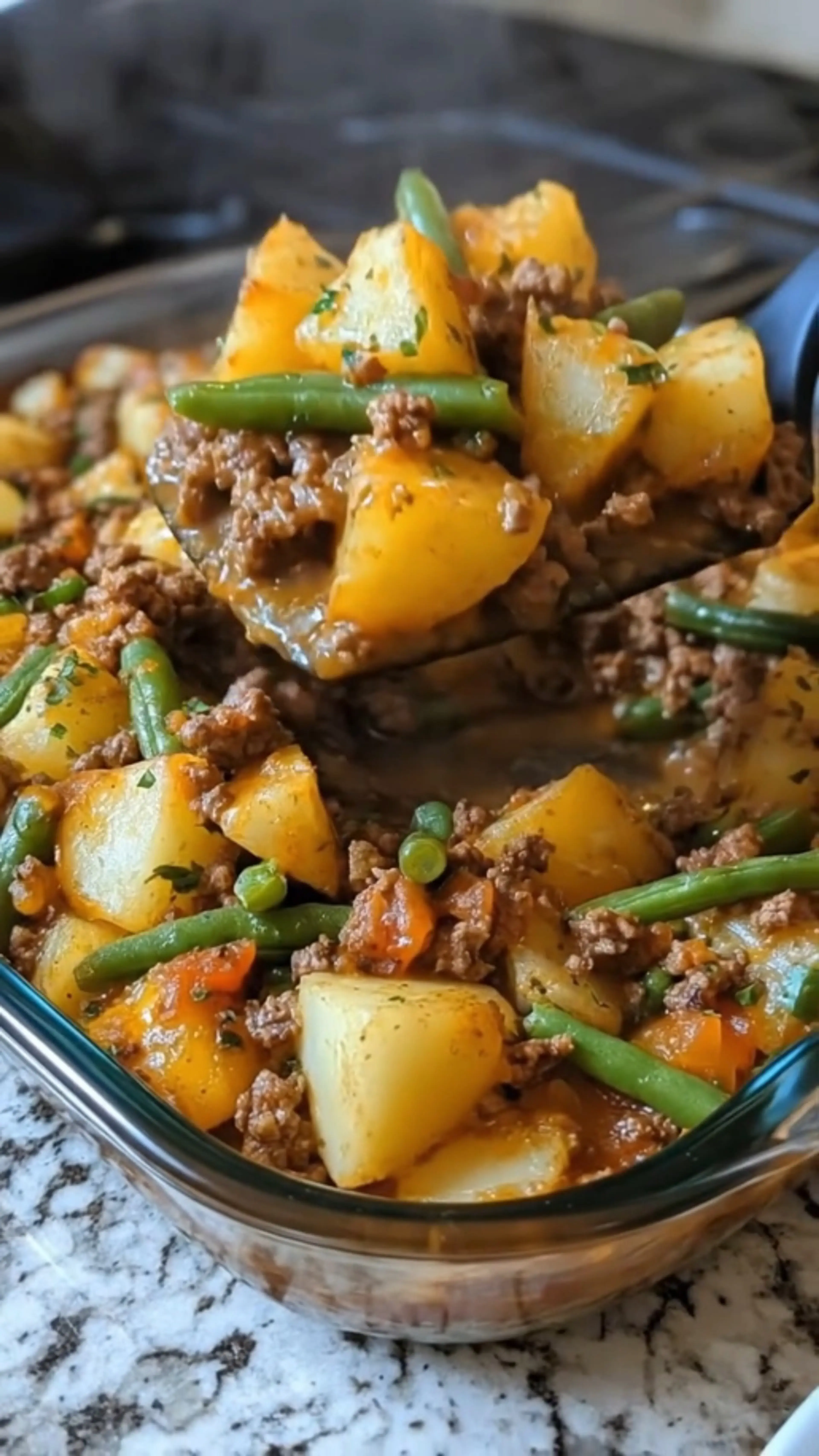 Loaded Ground Beef, Green Beans & Potato Bake