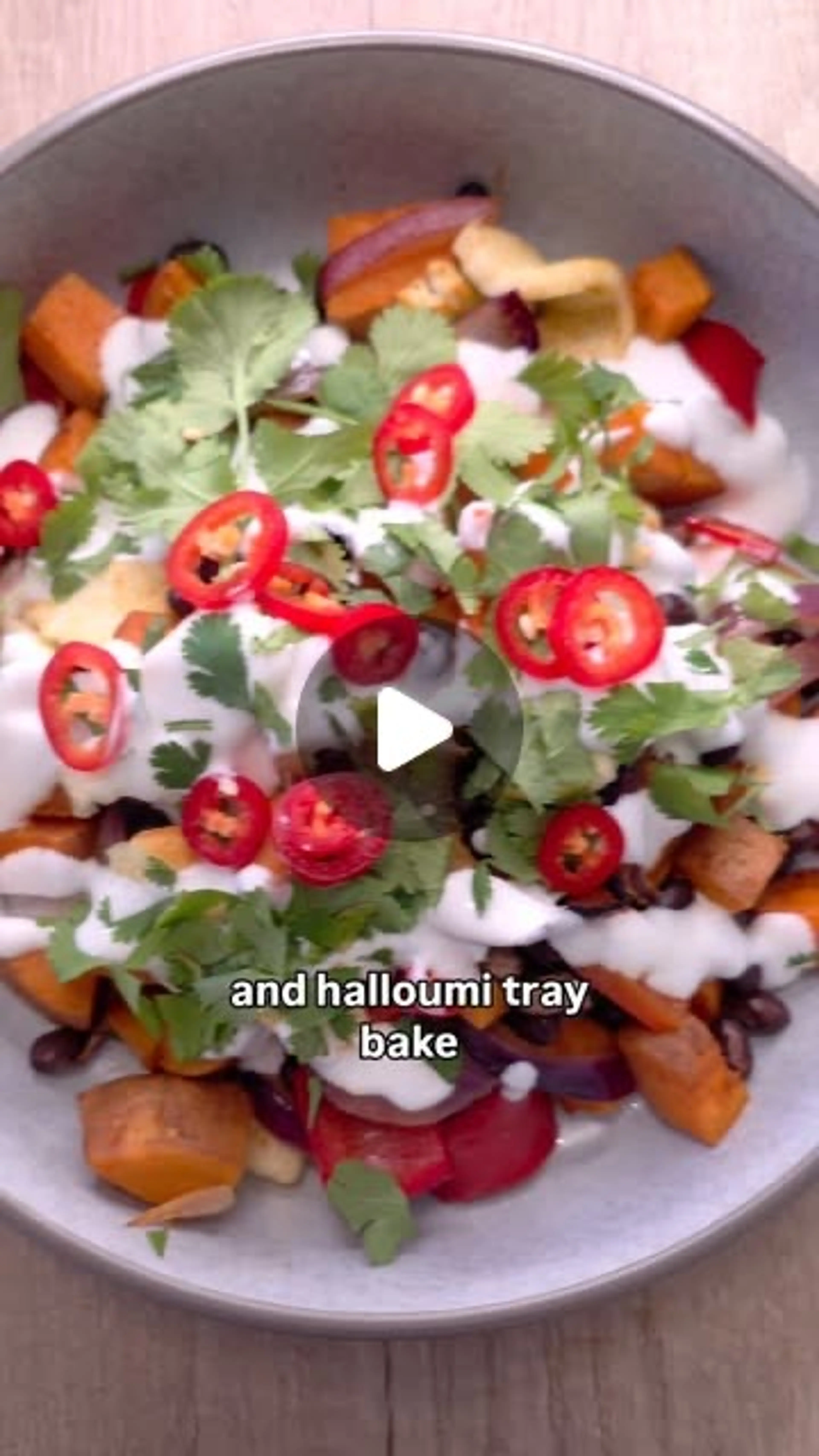 Spicy Sweet Potato & Halloumi Tray Bake