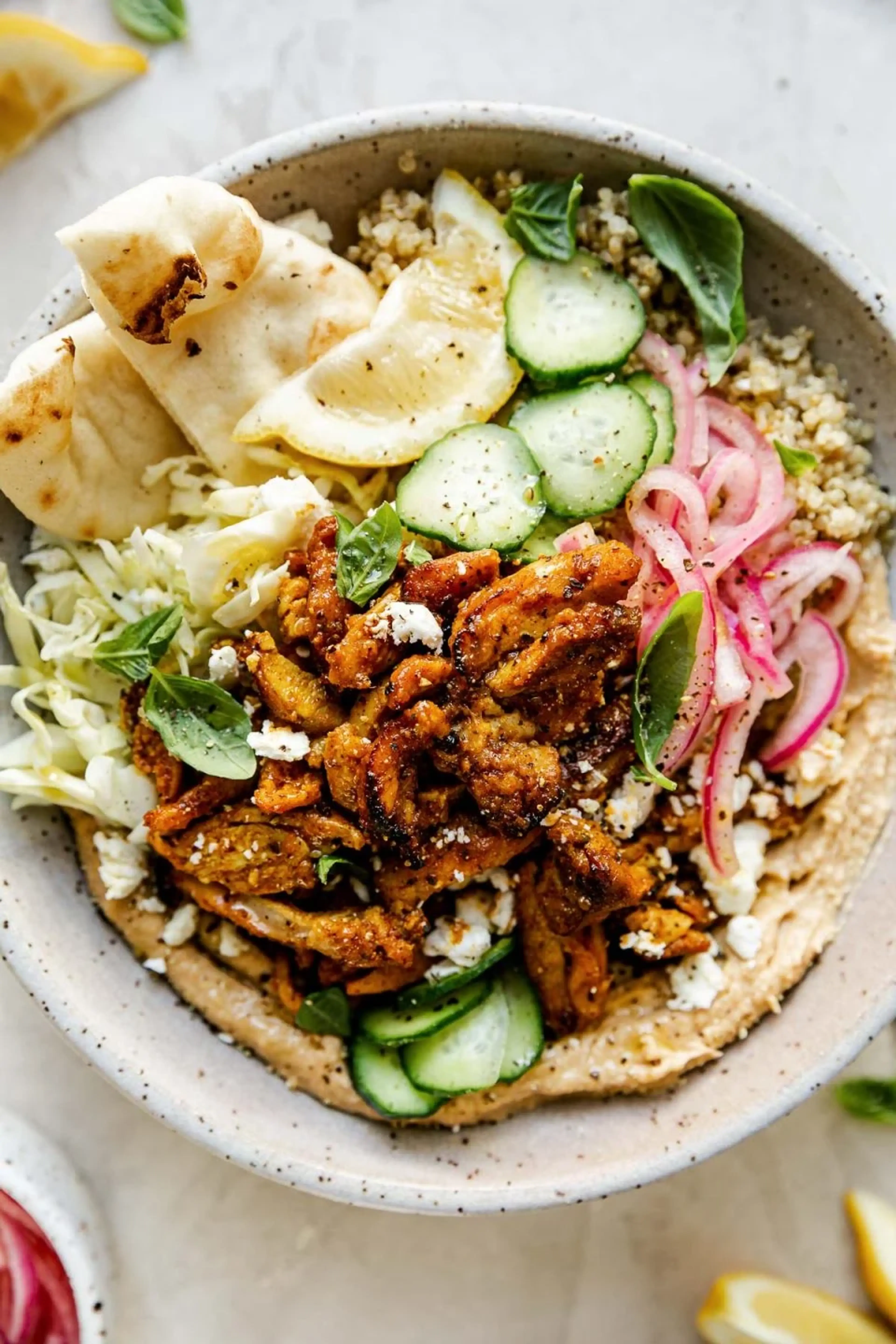 Easy Hummus Bowls with Chicken Shawarma