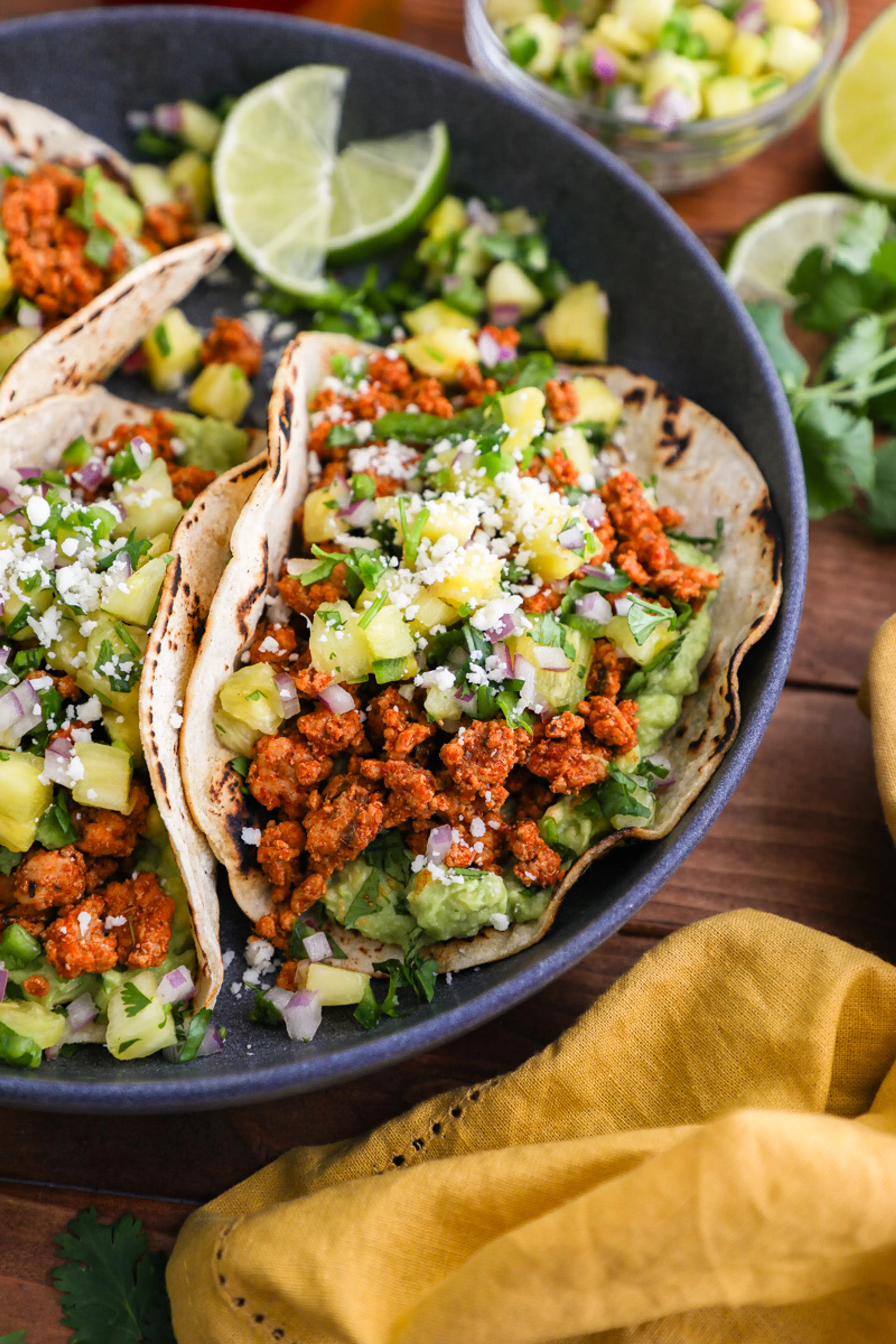 Ground Pork Al Pastor Tacos with Pineapple Salsa