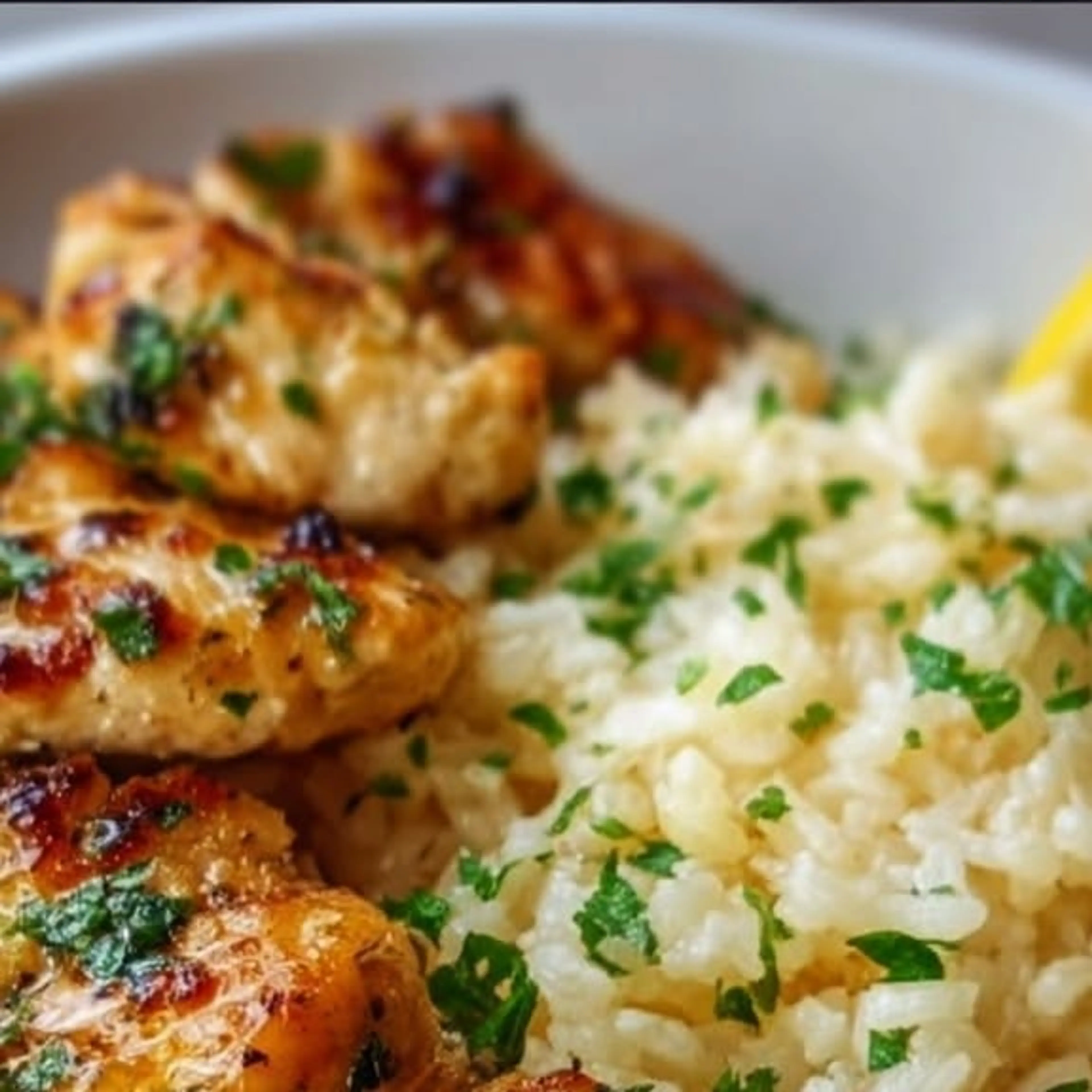 Chicken Scampi with Garlic Parmesan Rice
