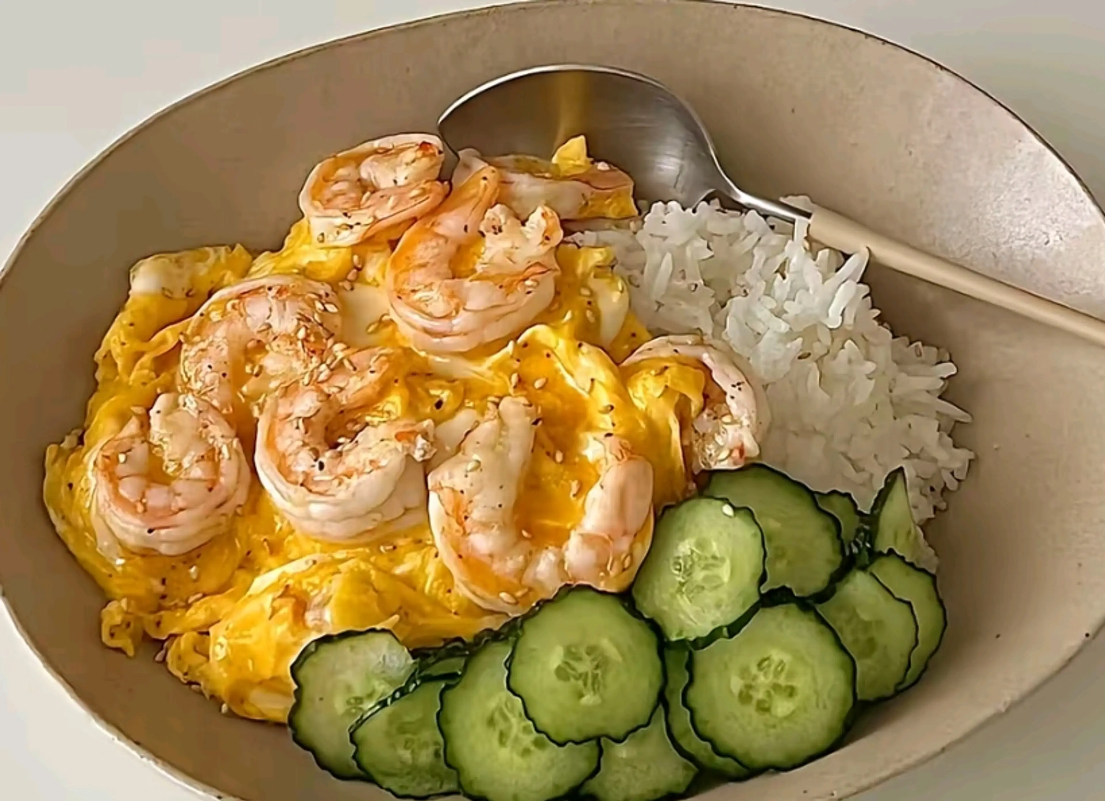 Cucumber & Shrimp egg Rice Bovwl