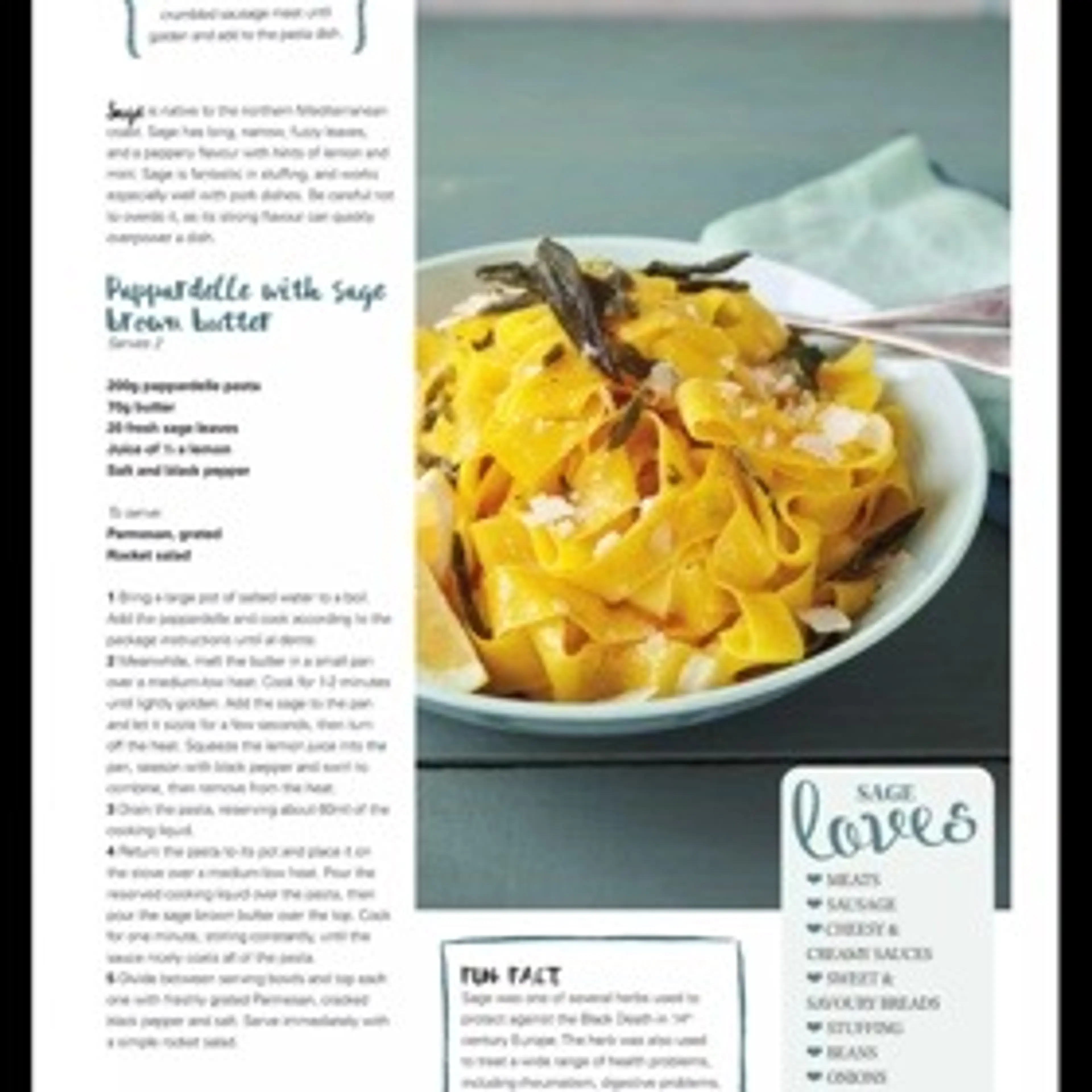 Pappardelle with sage brown butter
