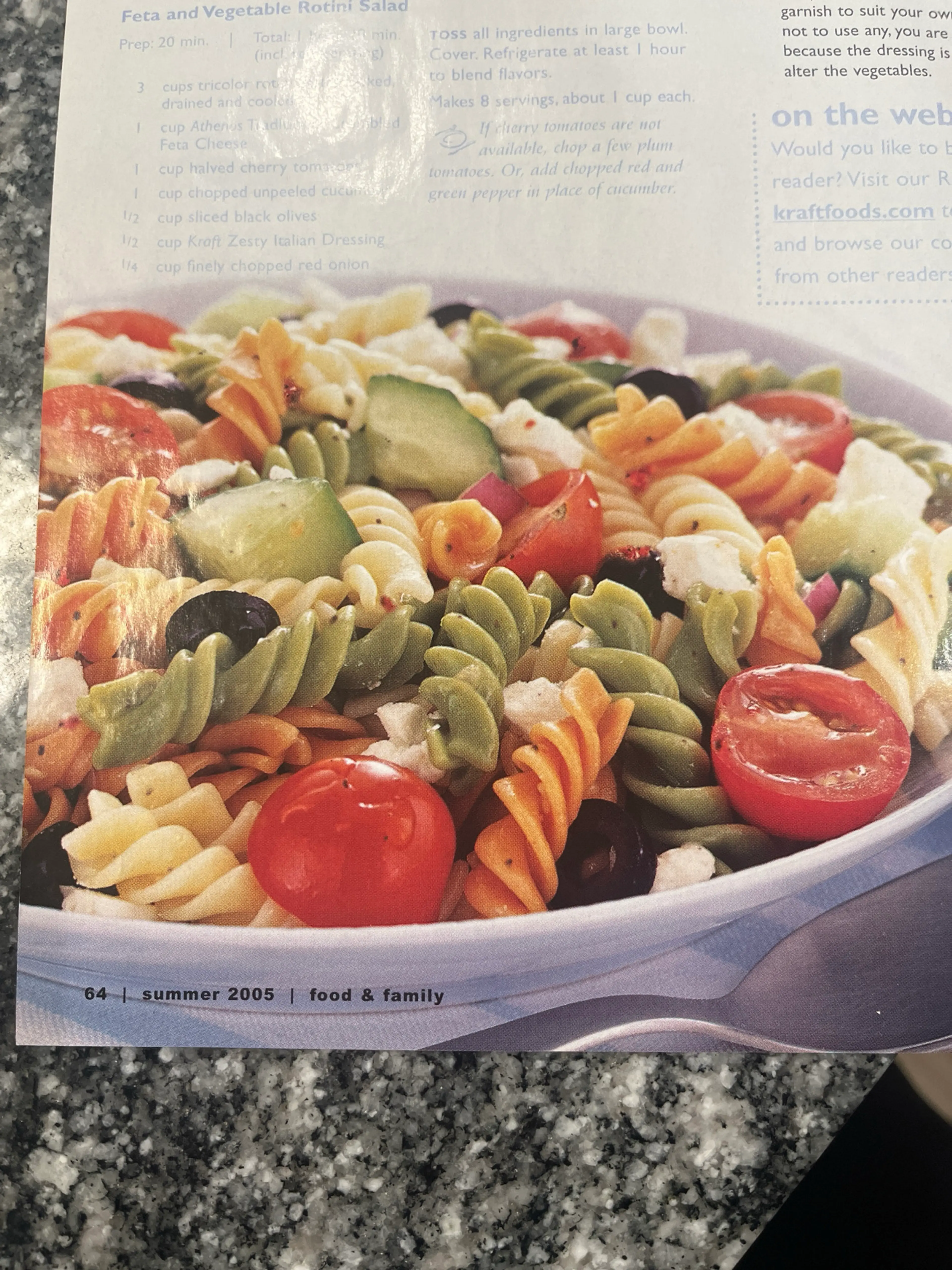 Feta And Vegetables Rotini Salad