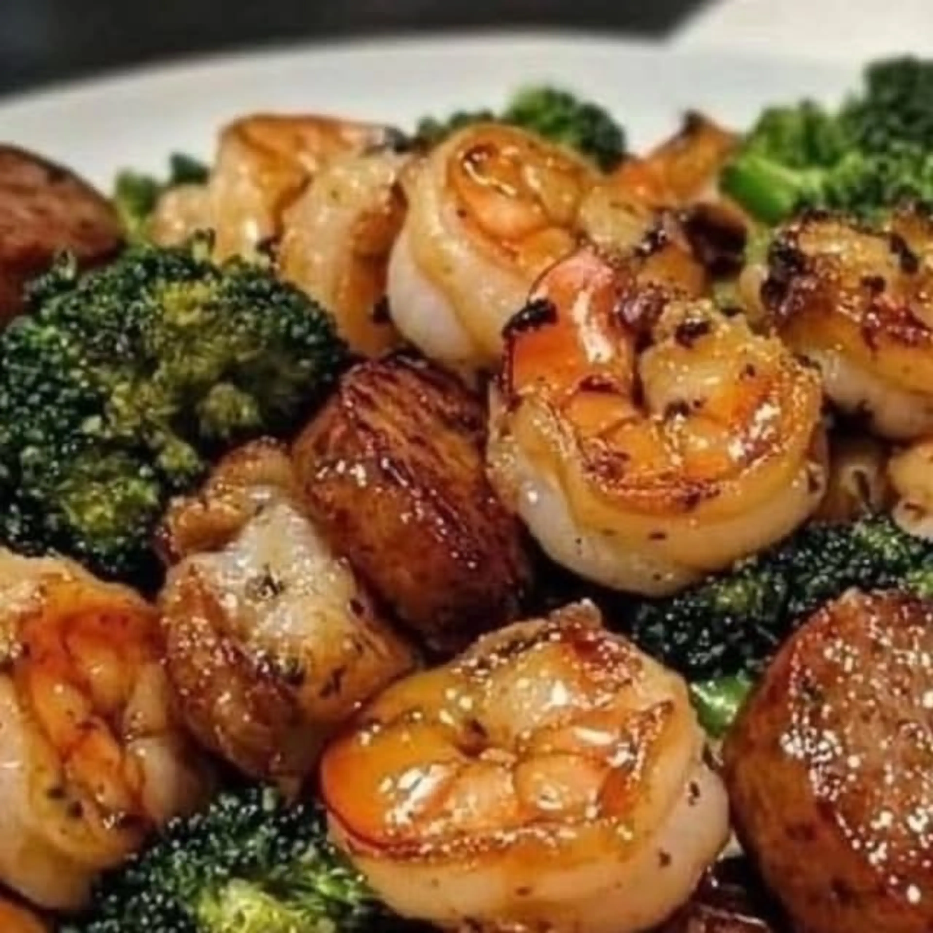 Honey Garlic Shrimp, Sausage, and Broccoli