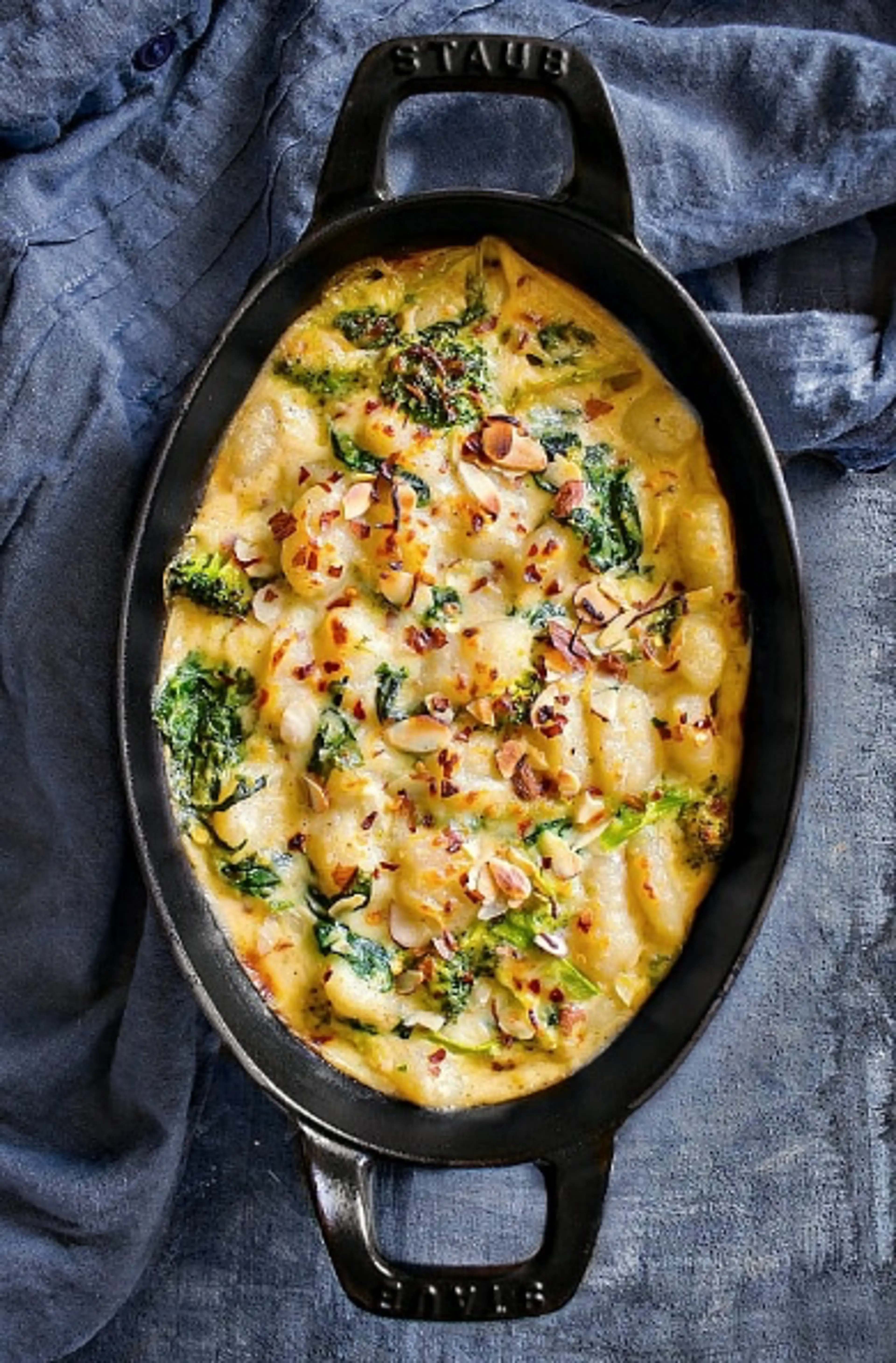 Baked Spinach Gnocchi in Cream Sauce