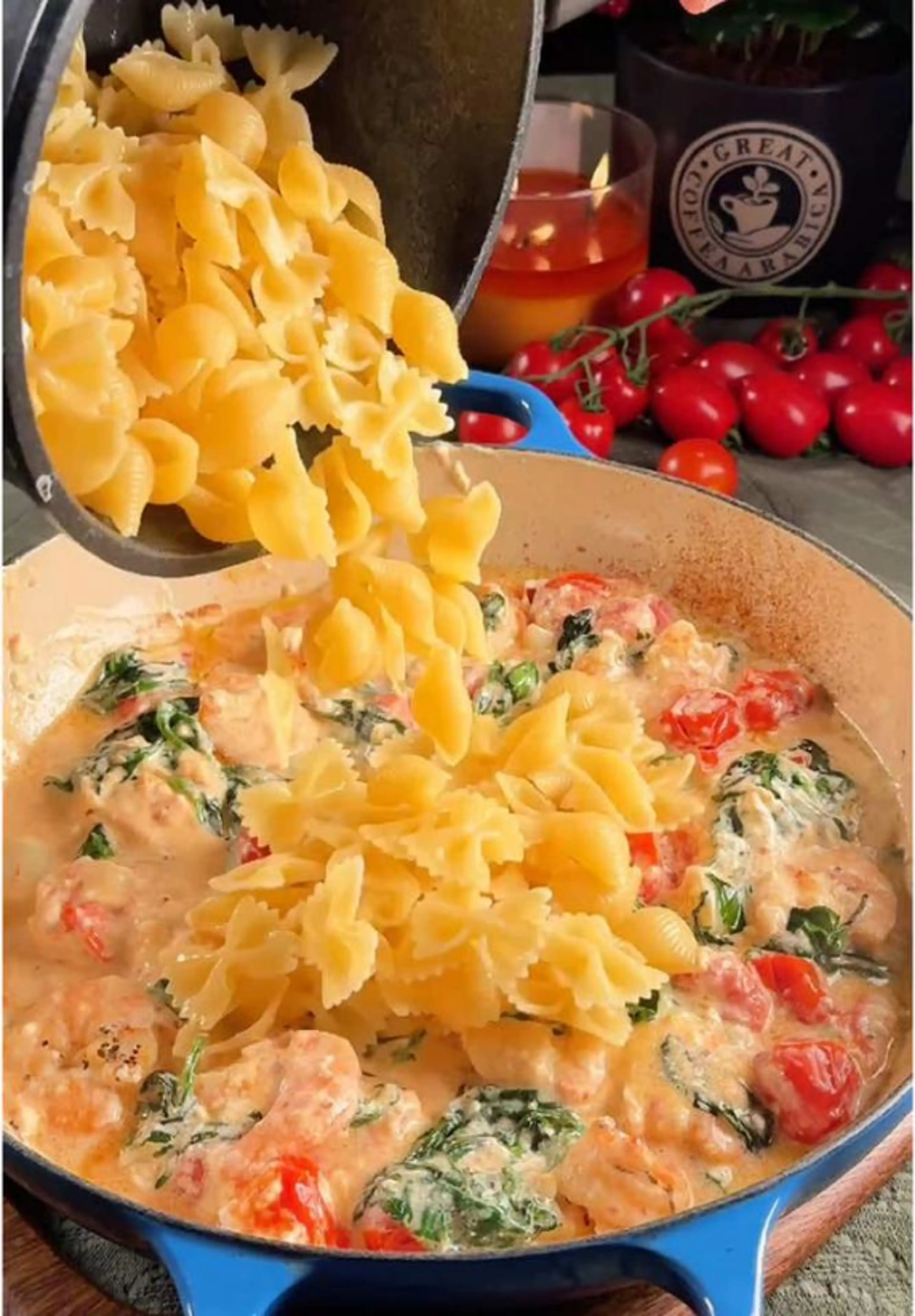 Creamy Feta & Garlic Shrimp Pasta