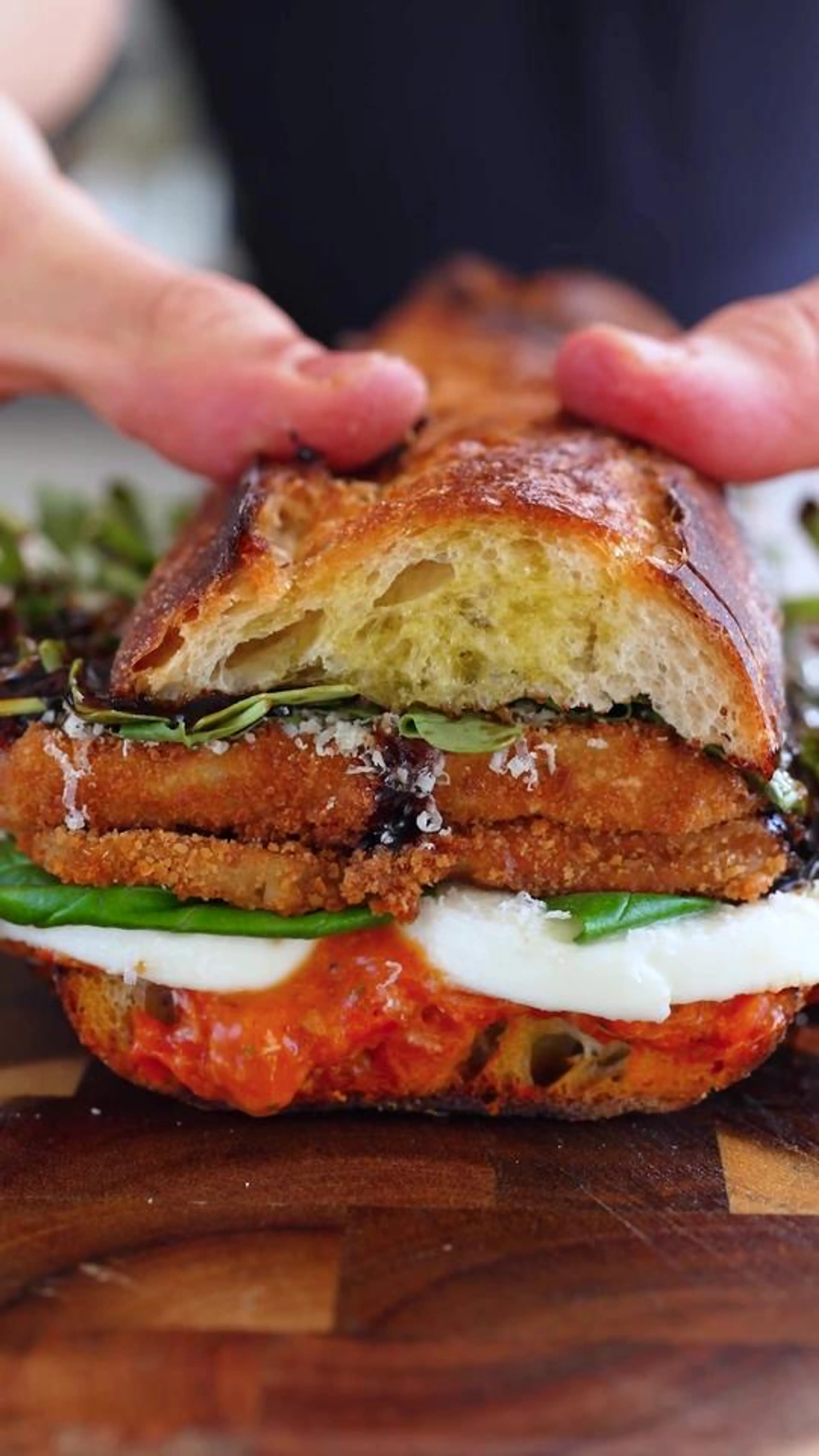 Crispy Eggplant Parm Sandwich