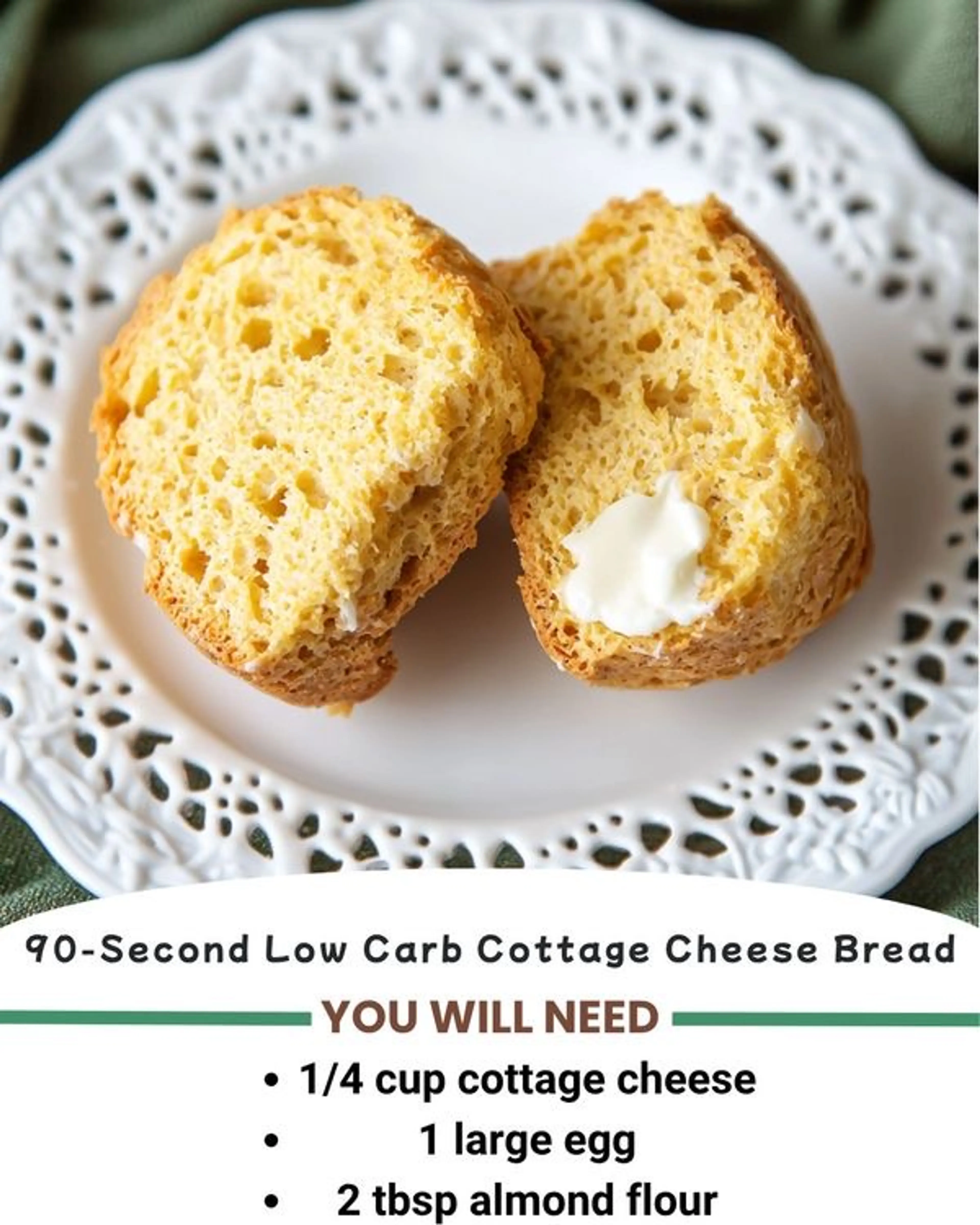 90-second Low Carb Cottage Cheese Bread Roll