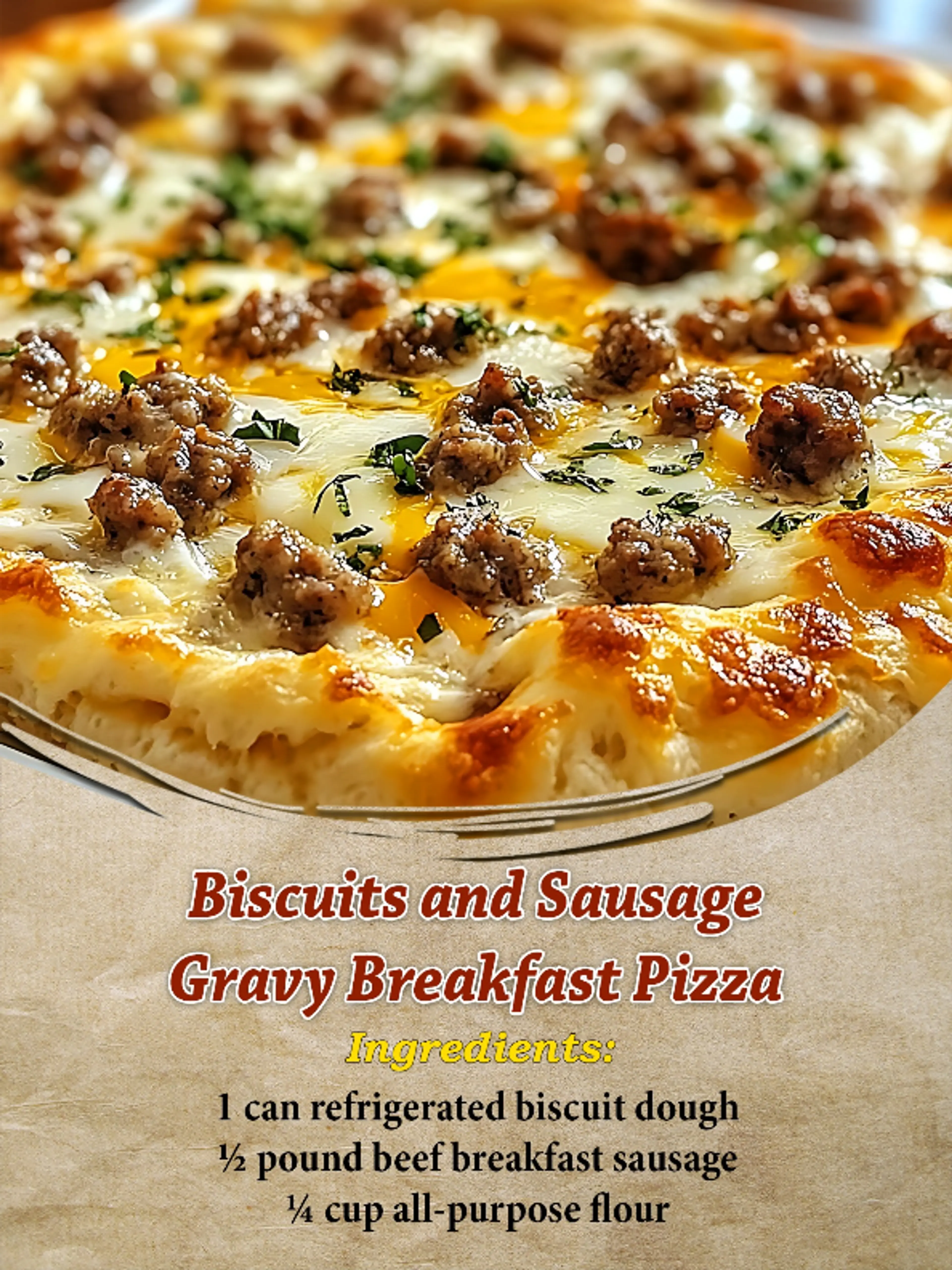 Biscuits and Sausage Gravy Breakfast Pizza