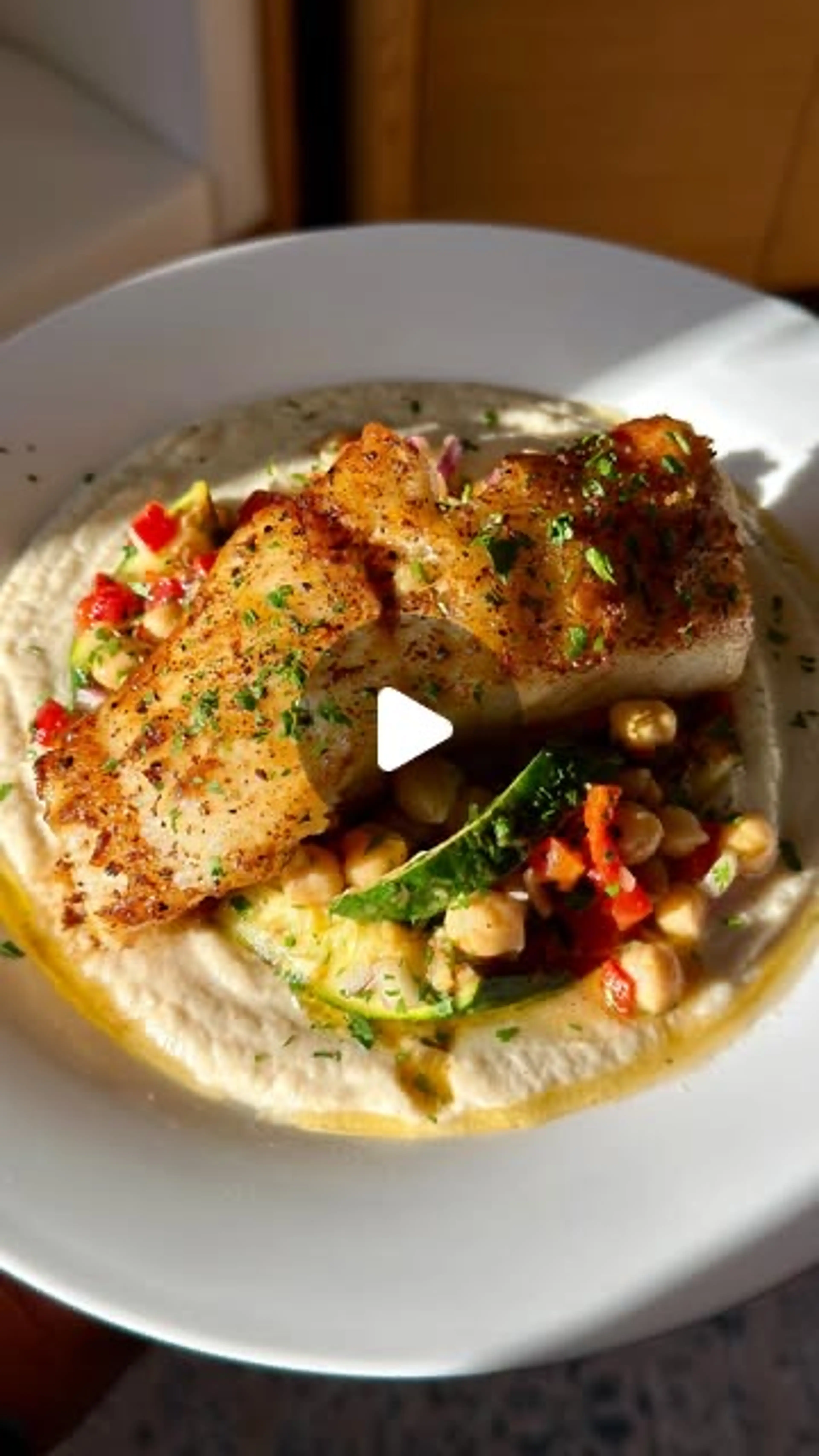 Sea Bass with Charred Zucchini and Chickpea Salad