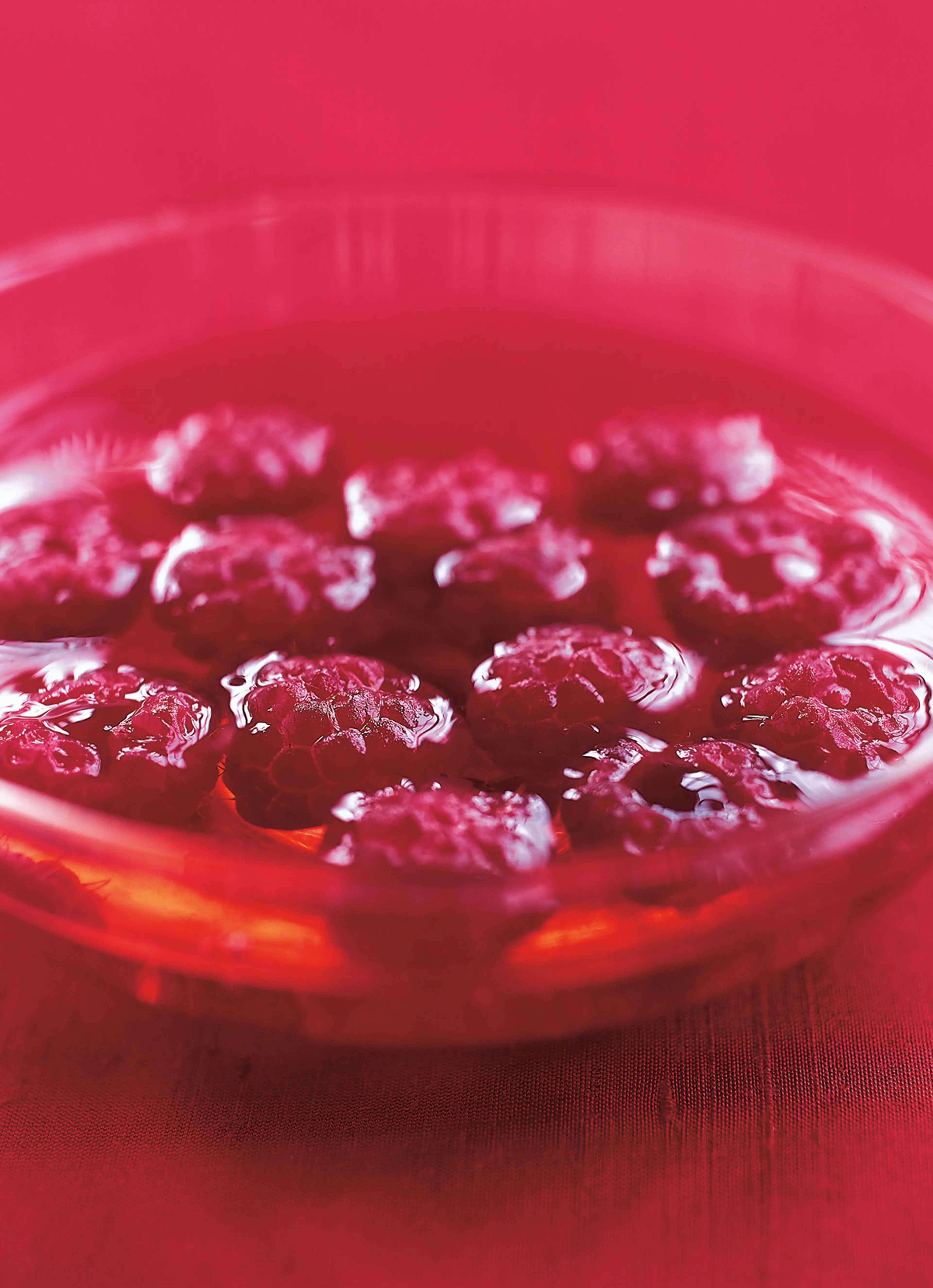 Ruby Red Raspberries in Chardonnay Jelly