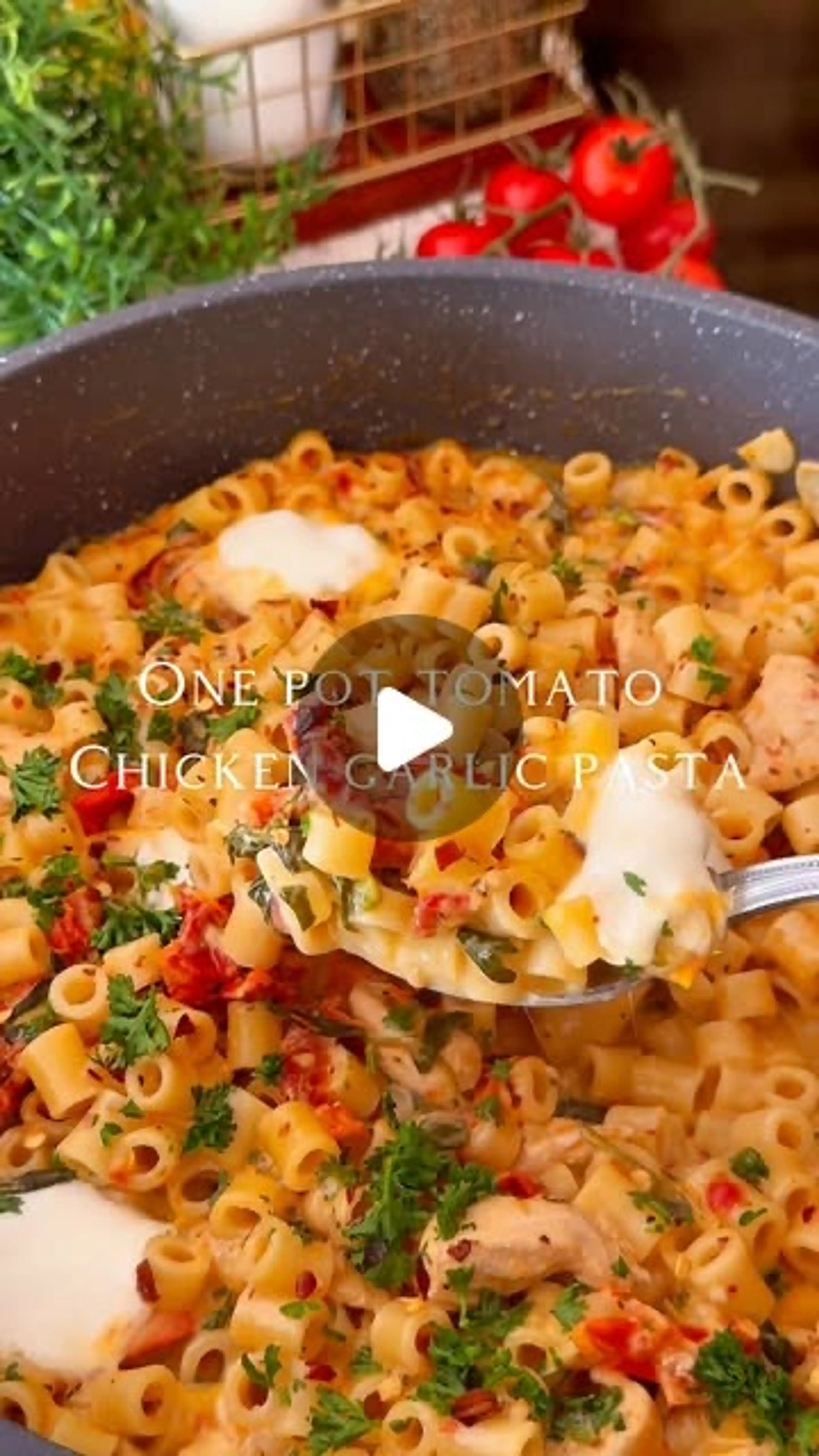 Comforting and Easy One-pot Tomato Chicken Garlic Pasta — Fu