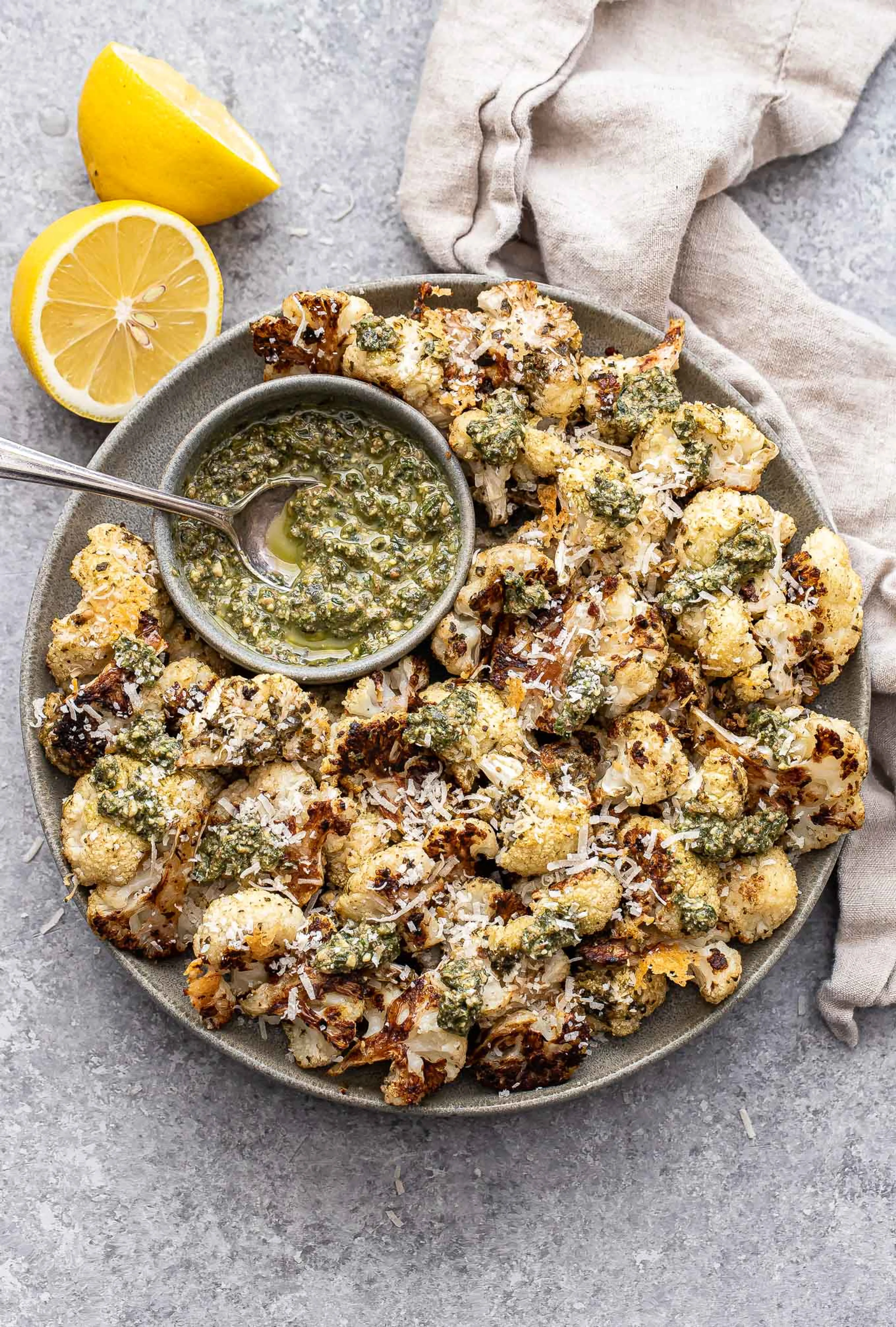 Parmesan Pesto Roasted Cauliflower