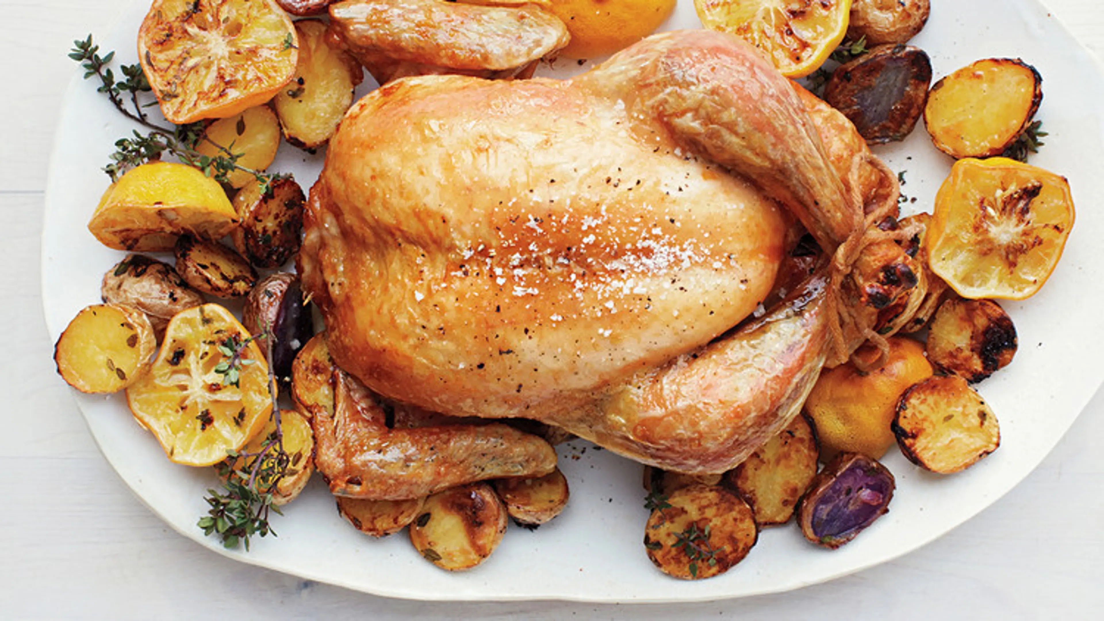 Roast Chicken with Meyer Lemons and Potatoes