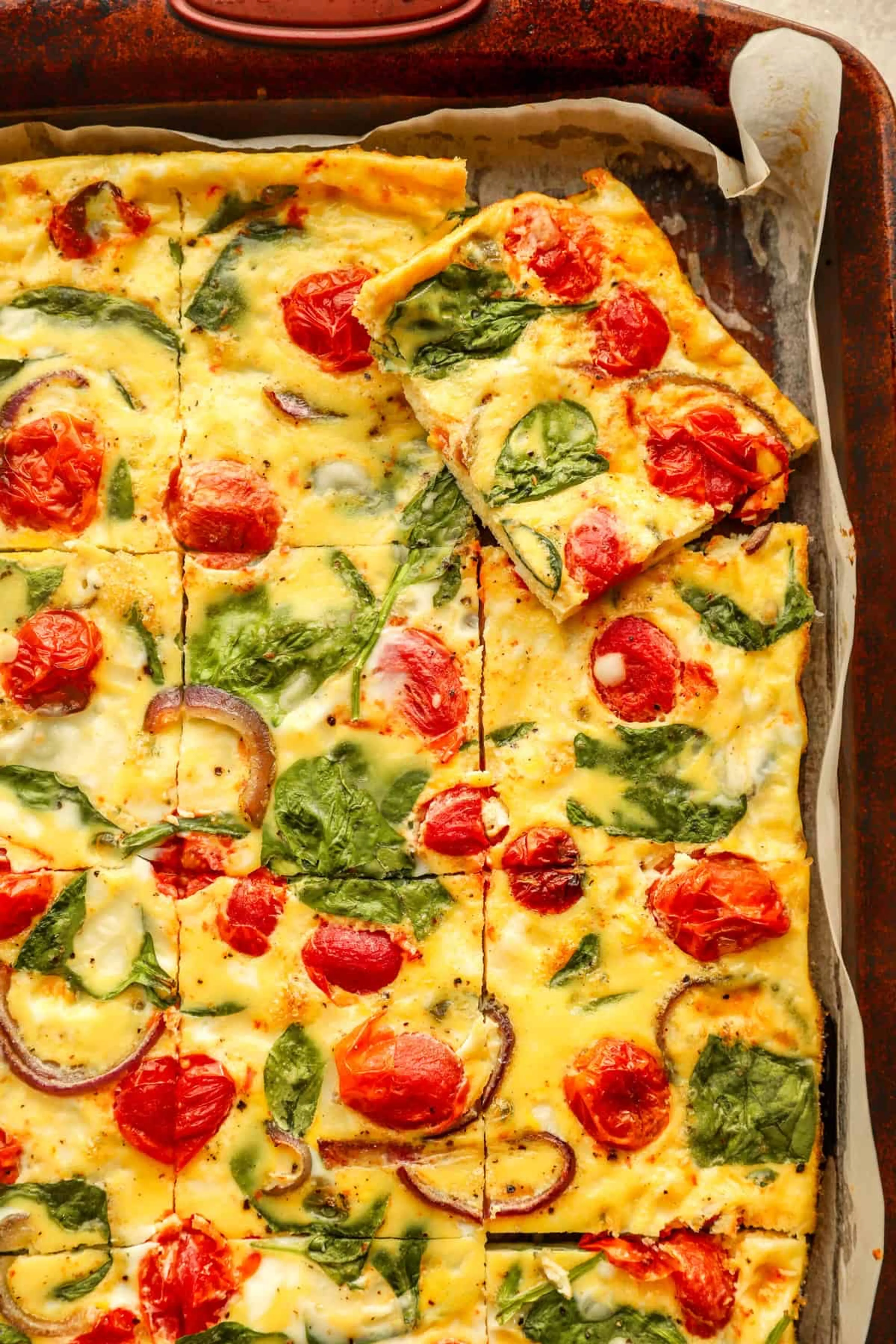 Sheet Pan Egg + Egg Frittata (or Baked Eggs & Spinach)