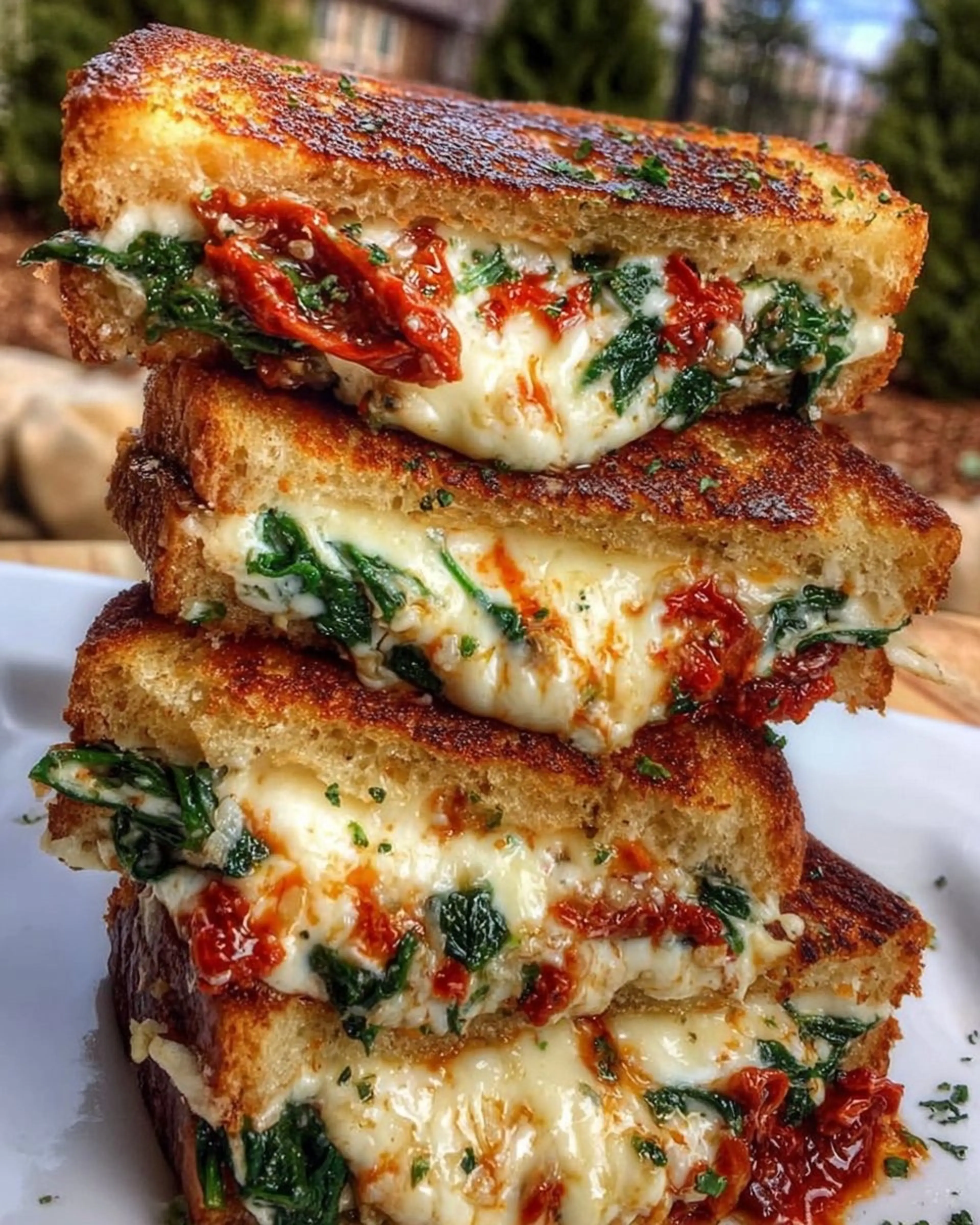Sun-dried Tomato, Spinach, and Ricotta Grilled Cheese