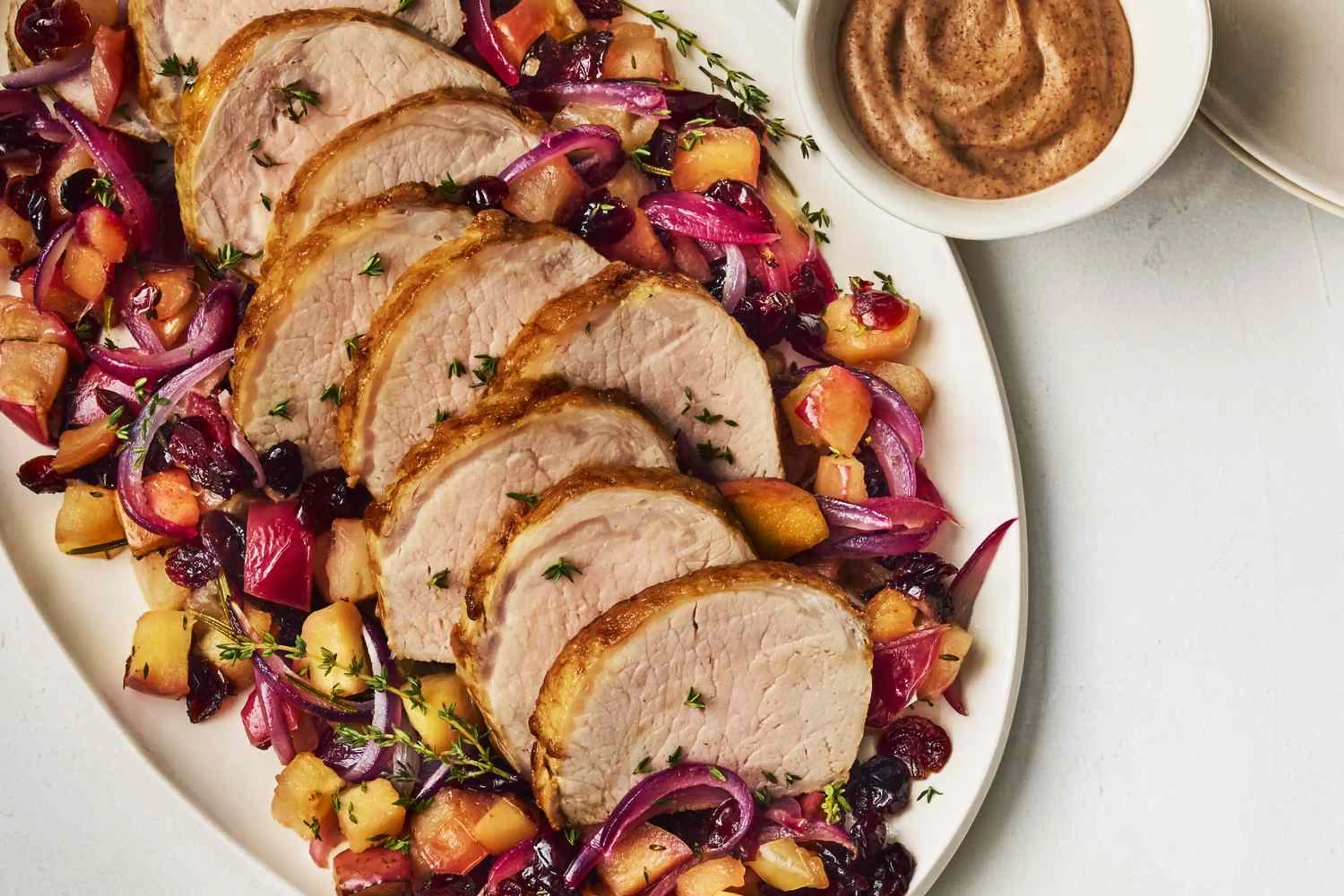 Roasted Pork Loin with Apple-Cranberry Mustard