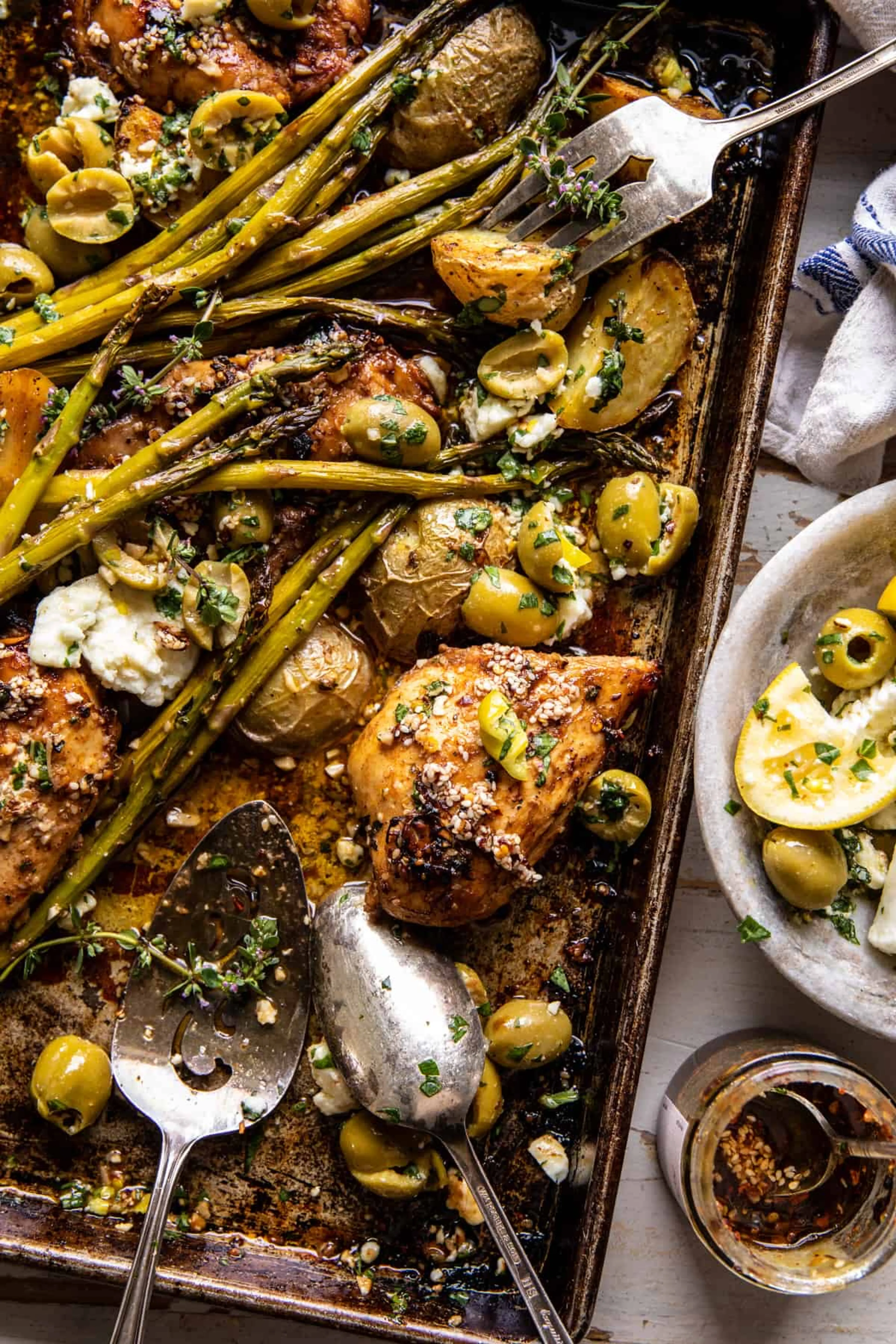 Sheet Pan Honey Garlic Chicken and Feta Potatoes