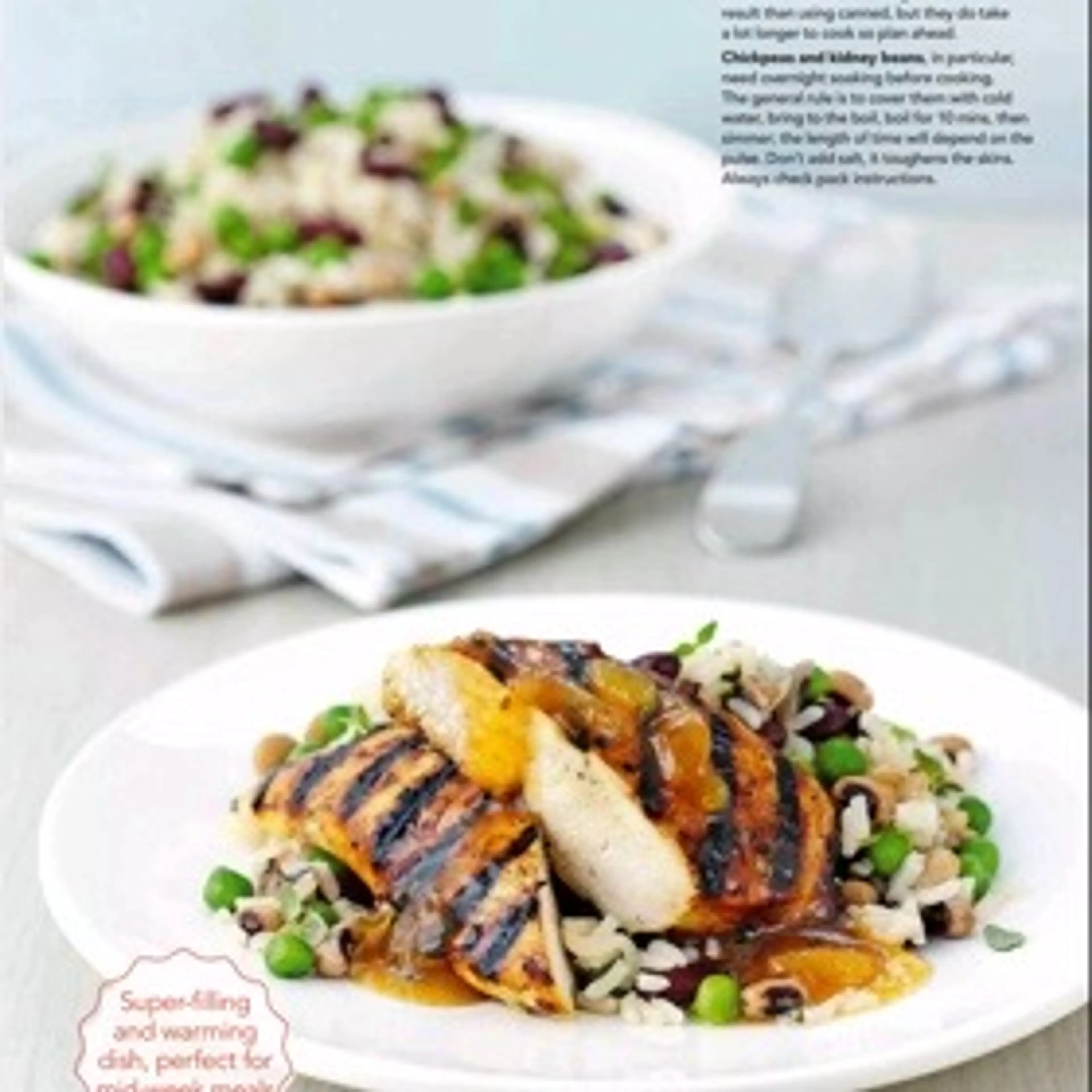 Rice & peas with mango chicken