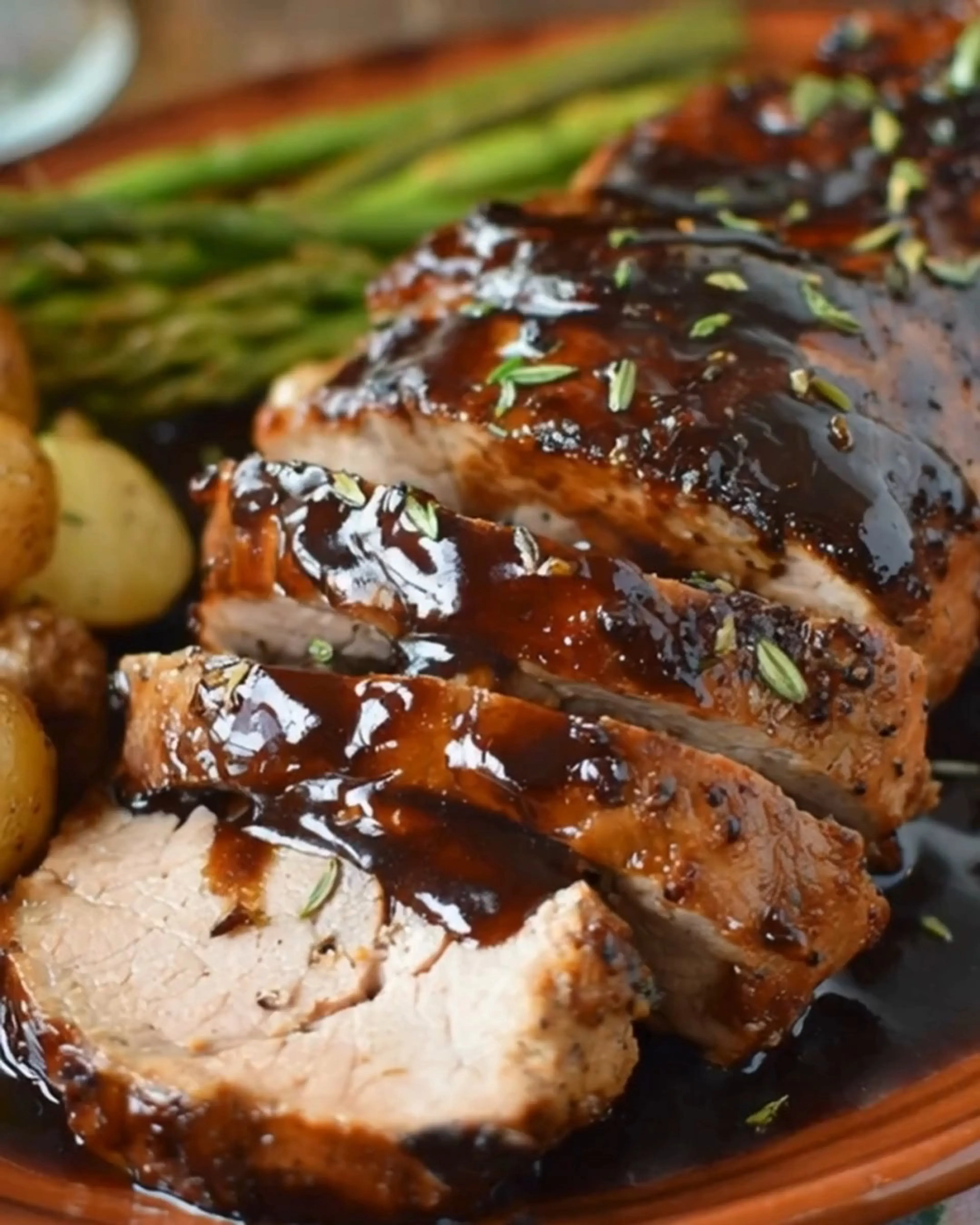 Crockpot Brown Sugar Balsamic Glazed Pork Tenderloin