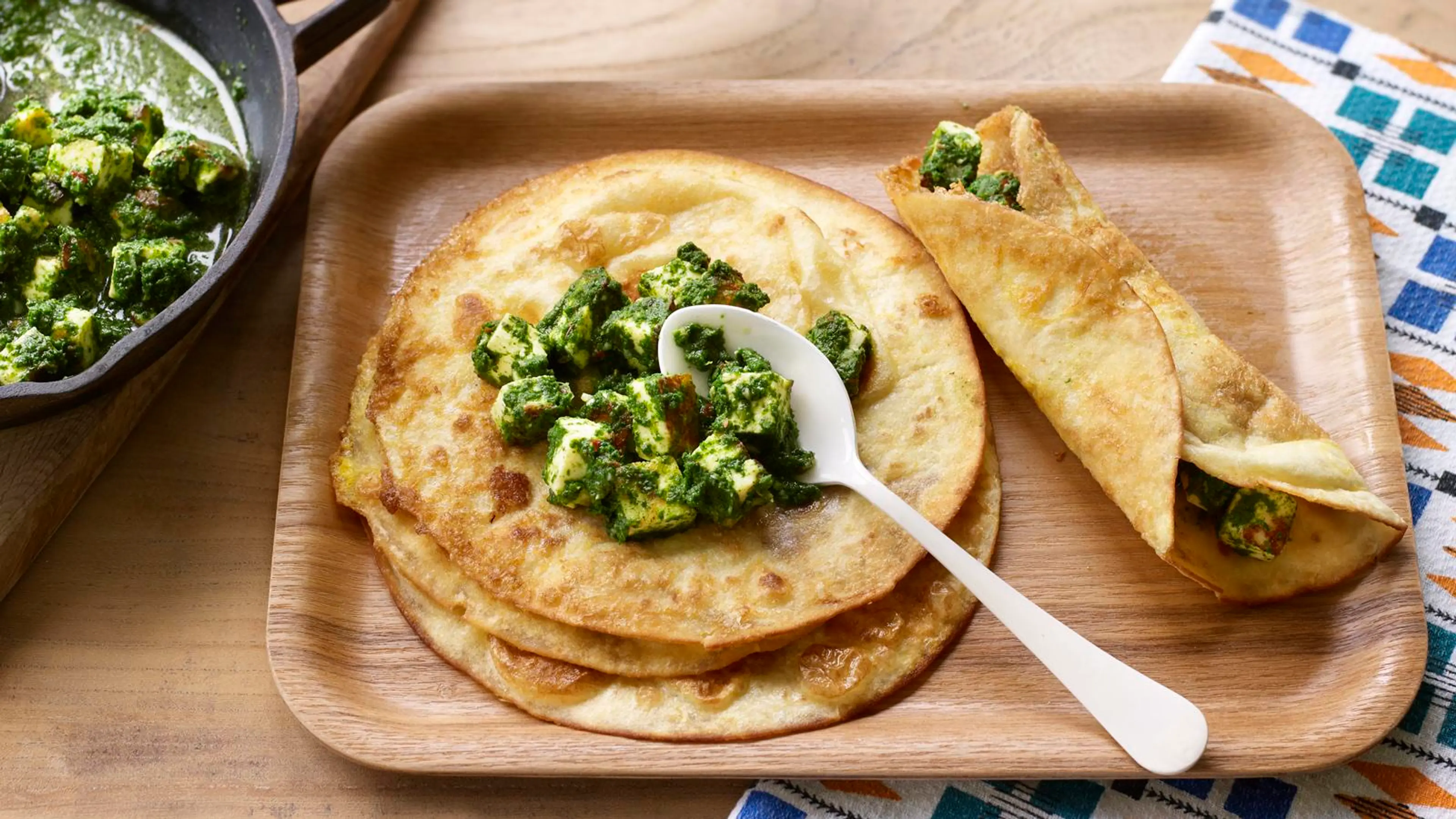 Spinach and paneer kati roll