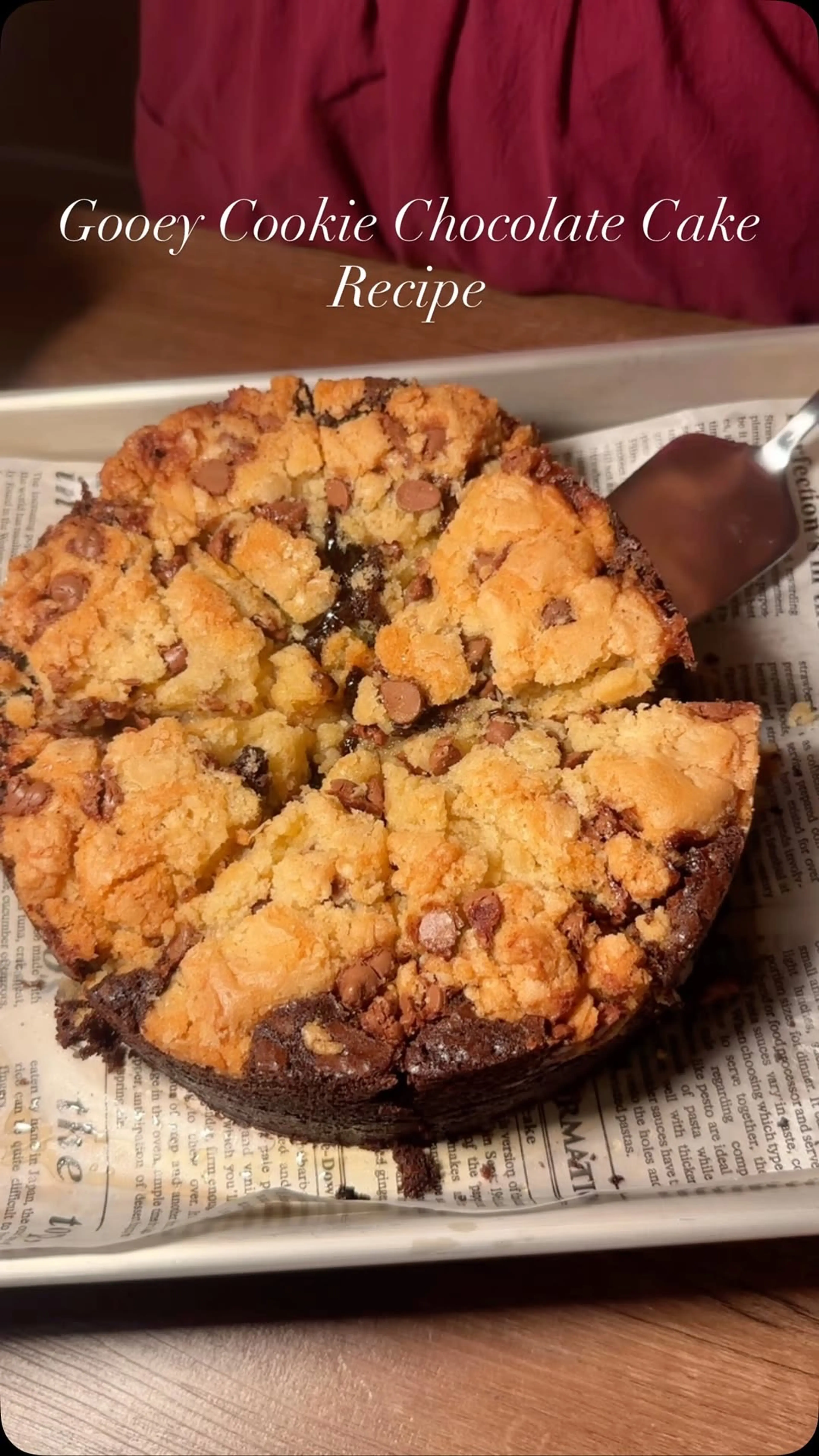 Chocolate cake with a cookie on top