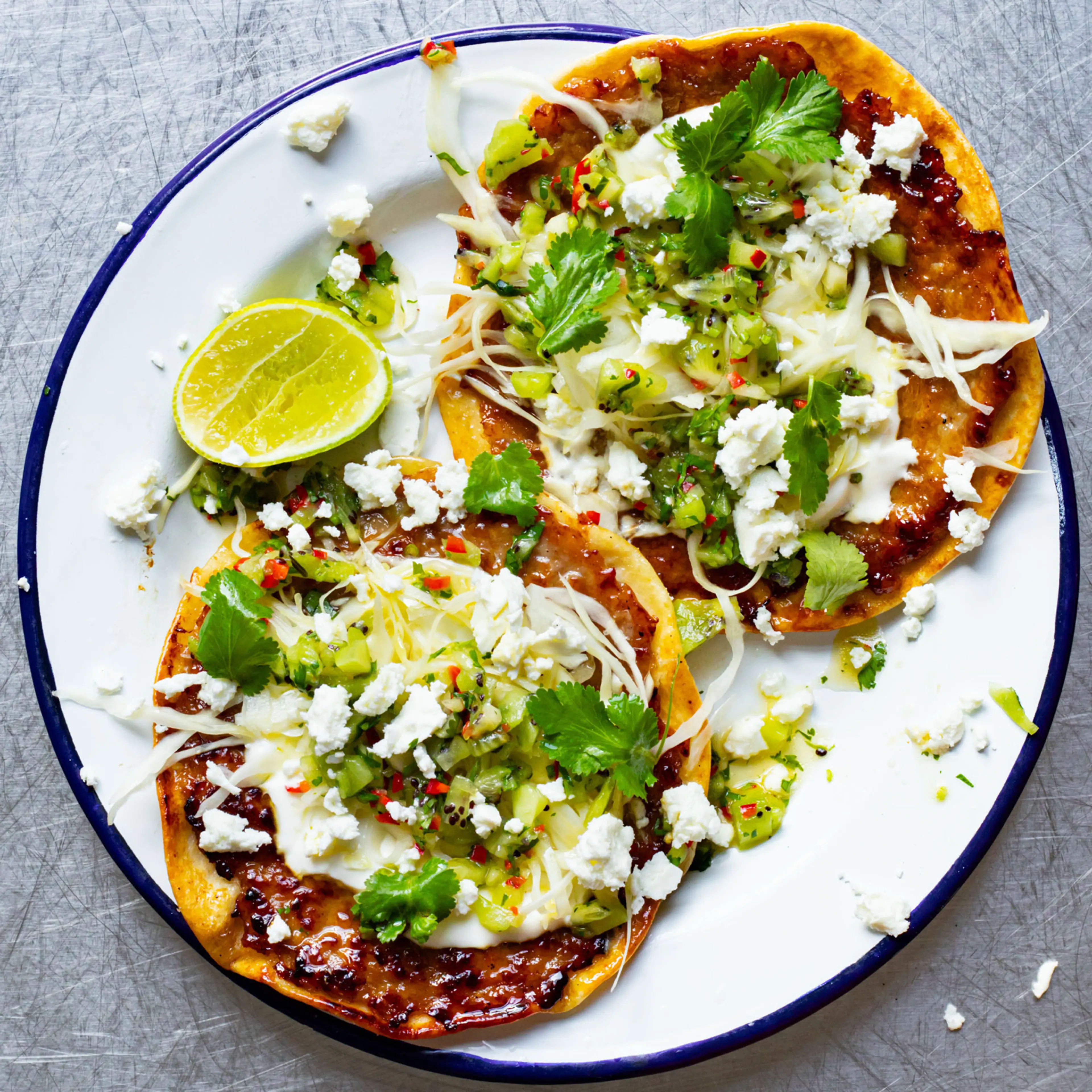 Hot Honey Smashed Pork Tacos with Kiwi Salsa