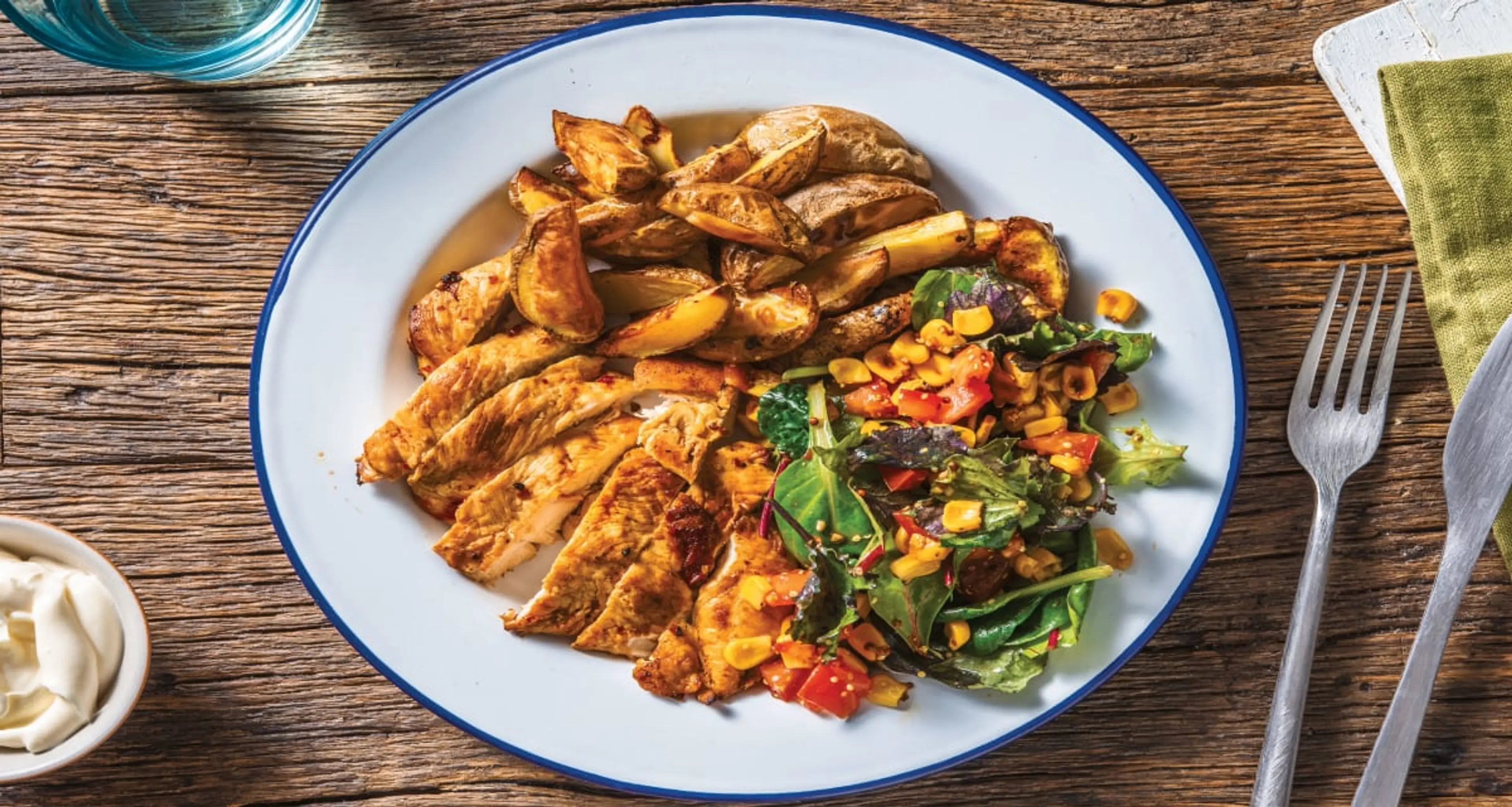Portuguese-Style Chicken with Potato Wedges & Garden Salad