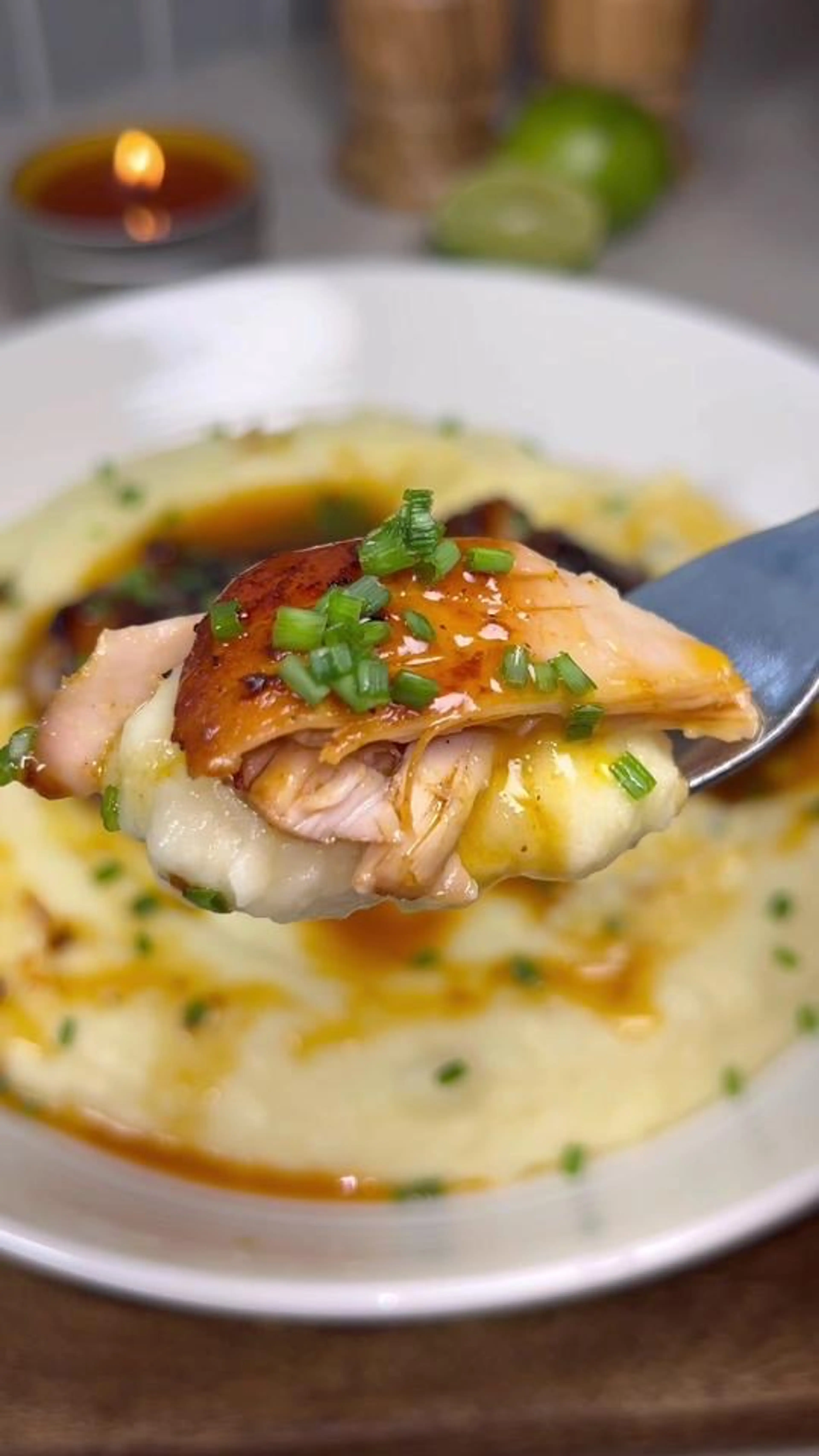 Chipotle Honey Chicken Thighs with Smoked Gouda Mashed Potat