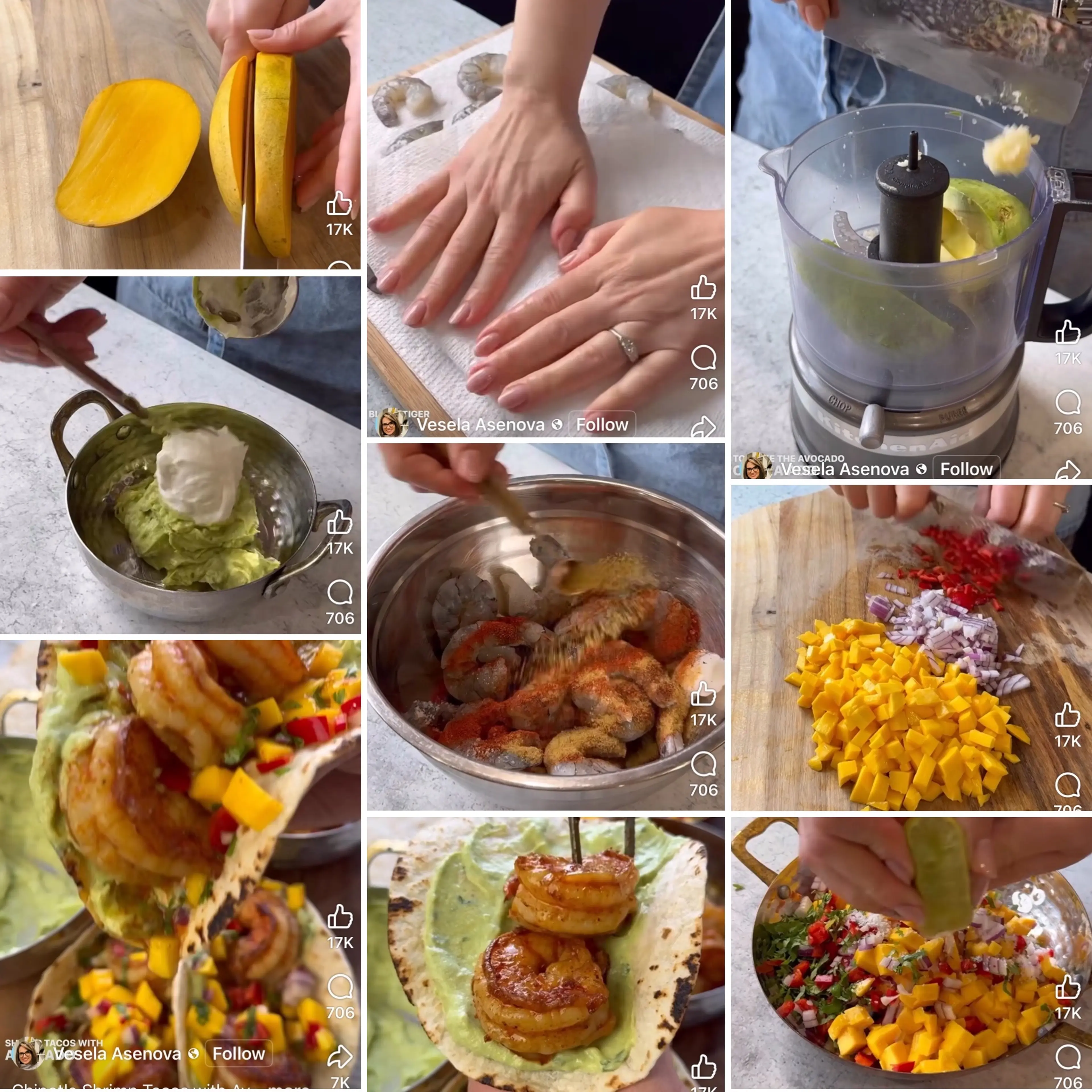 Chipotle Shrimp Tacos with Avocado Crema and Mango Salsa