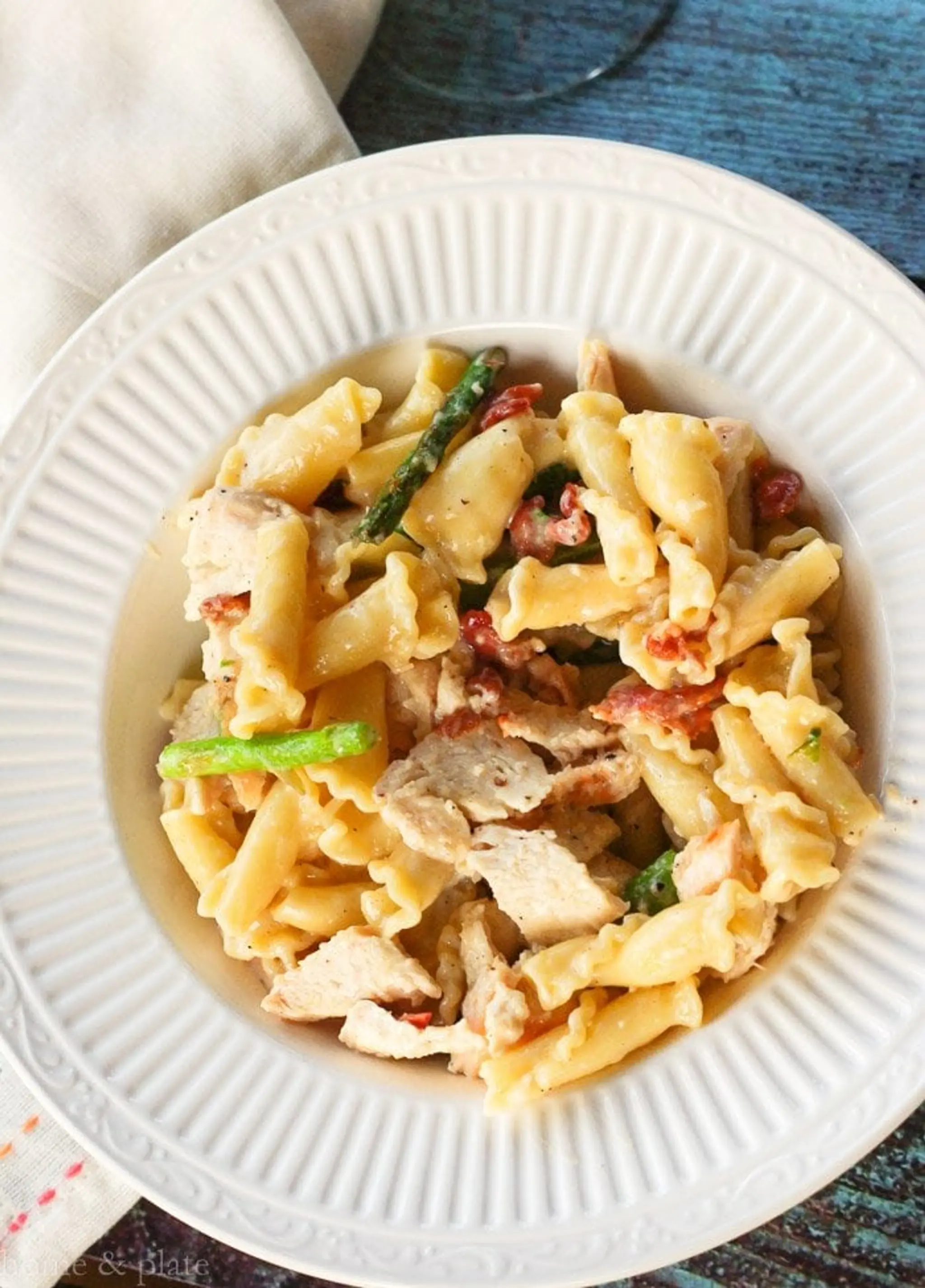 Easy Chicken Campanelle with Bacon & Asparagus