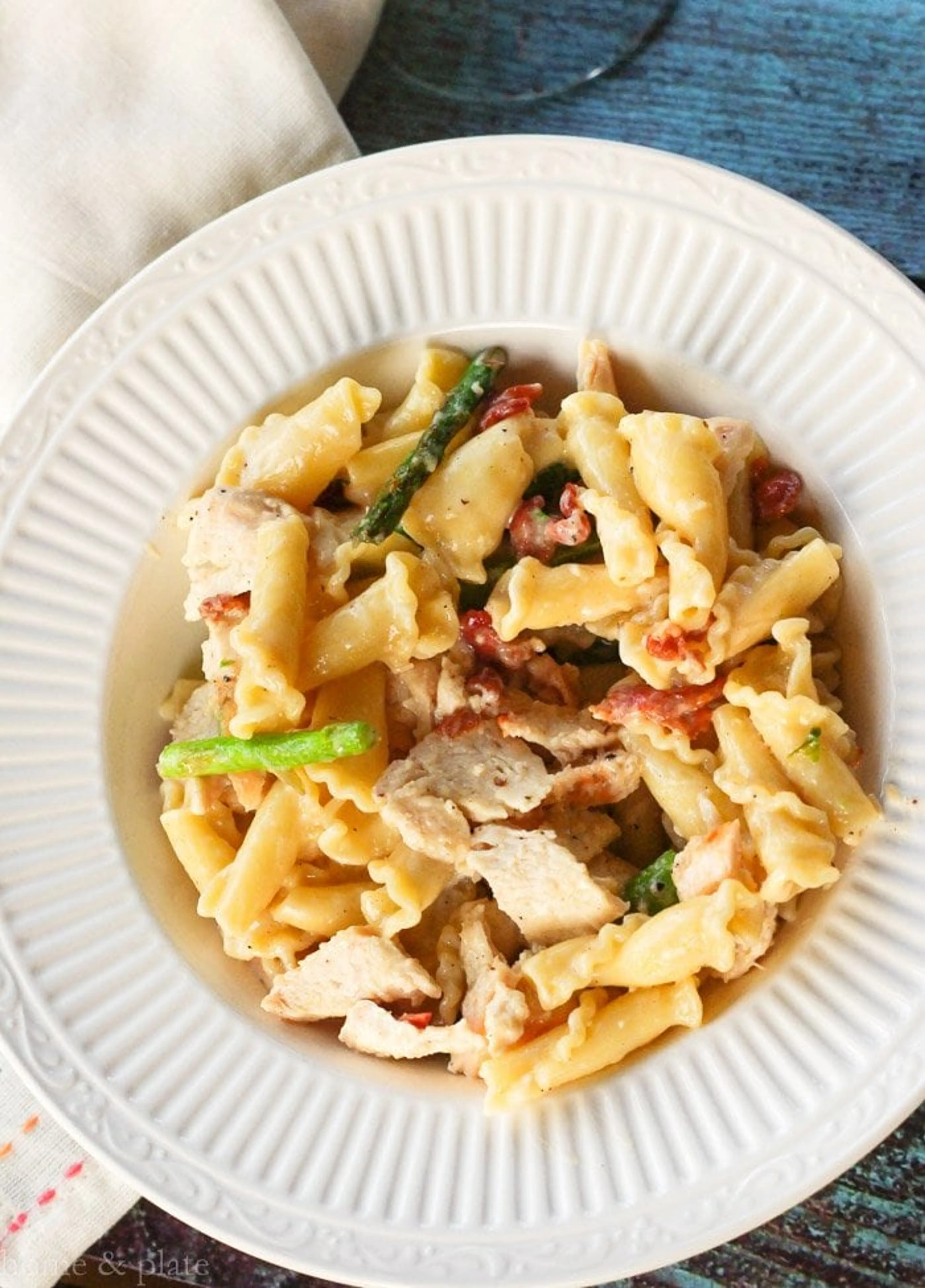 Easy Chicken Campanelle with Bacon & Asparagus