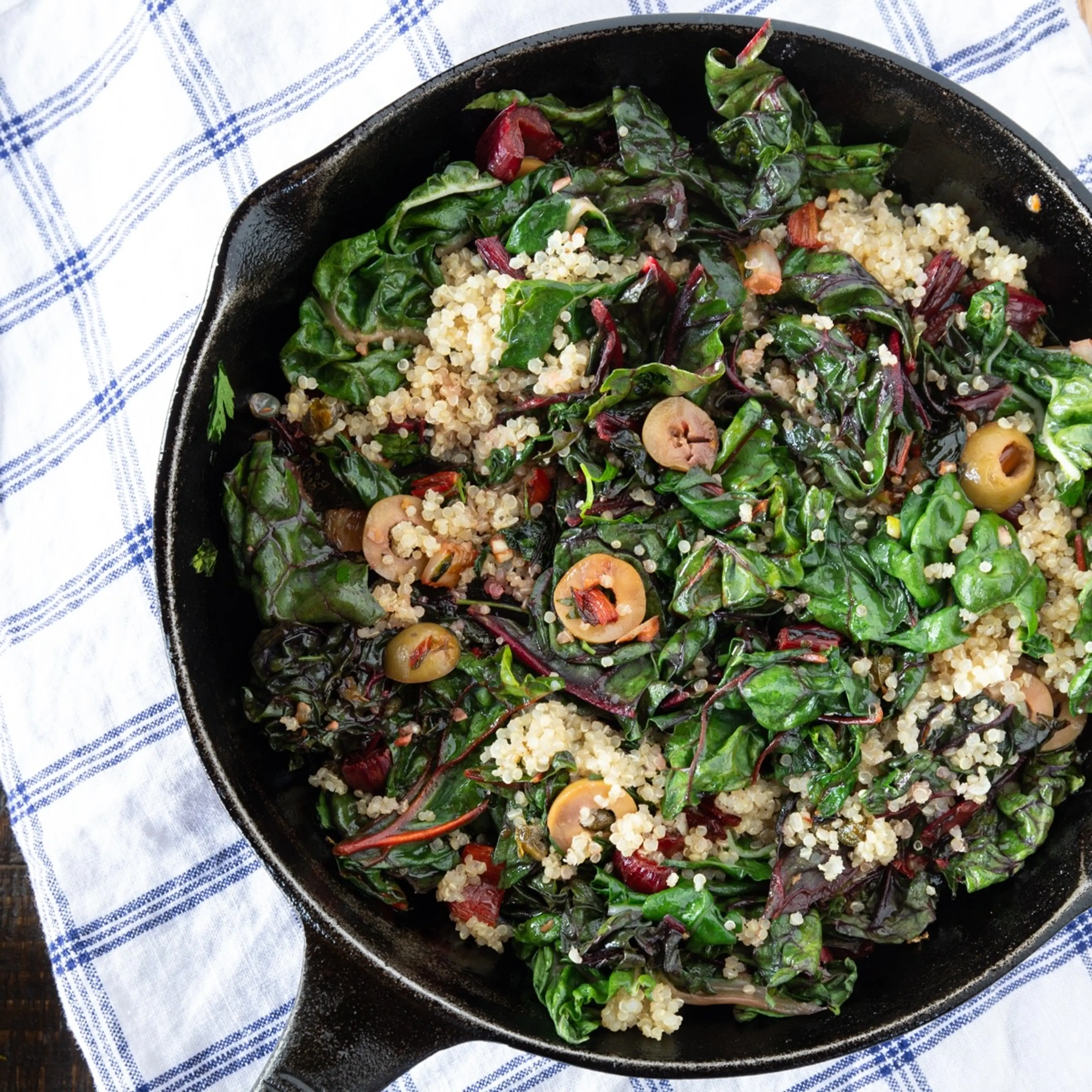 Easy Swiss Chard Recipe with Lemon, Quinoa, Fried Capers and