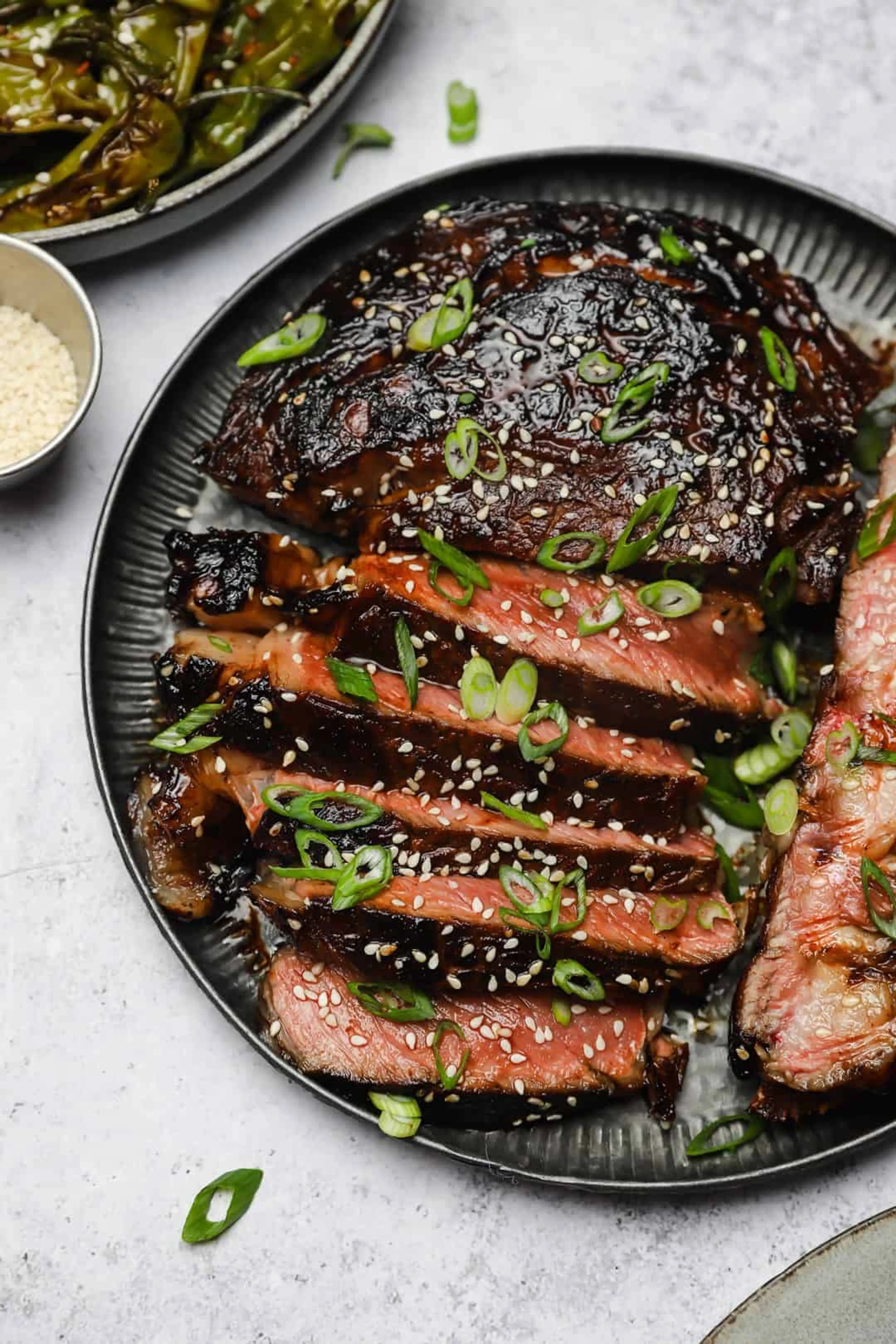 Sesame-Marinated Ribeye In A Cast-Iron Skillet