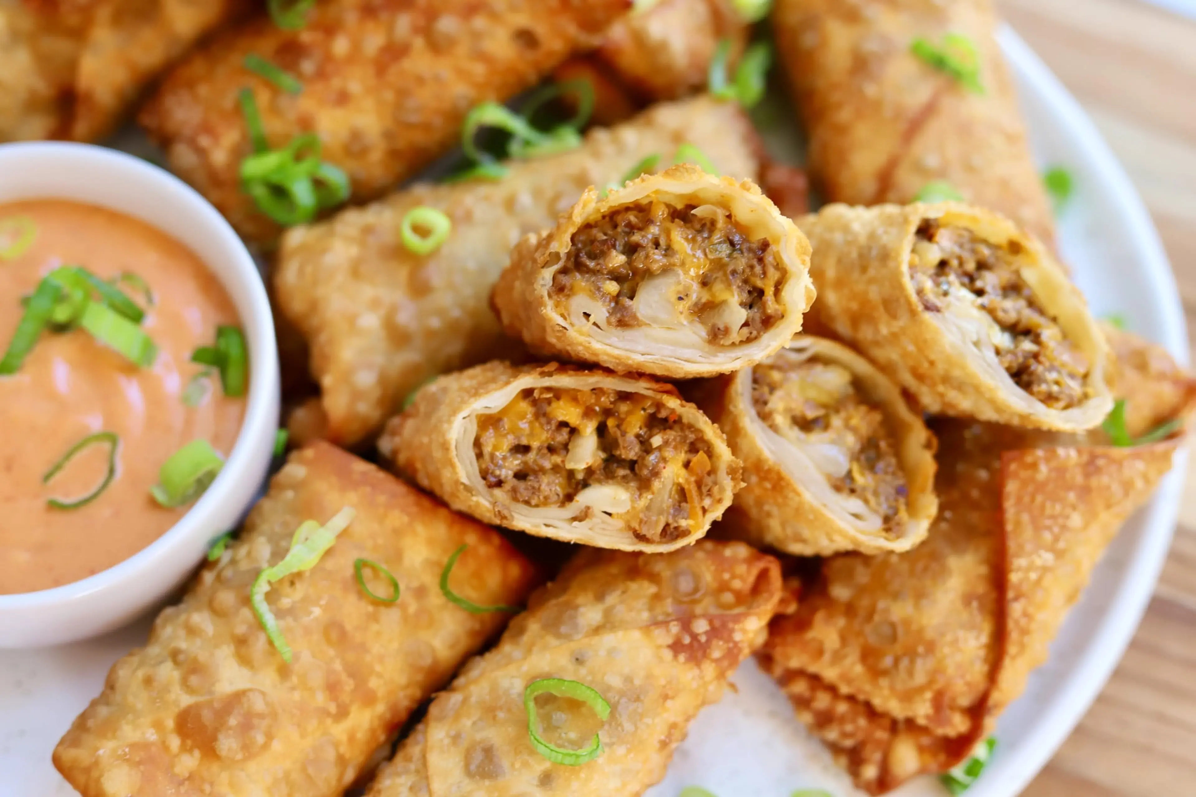 Kimchi Cheeseburger Egg Rolls