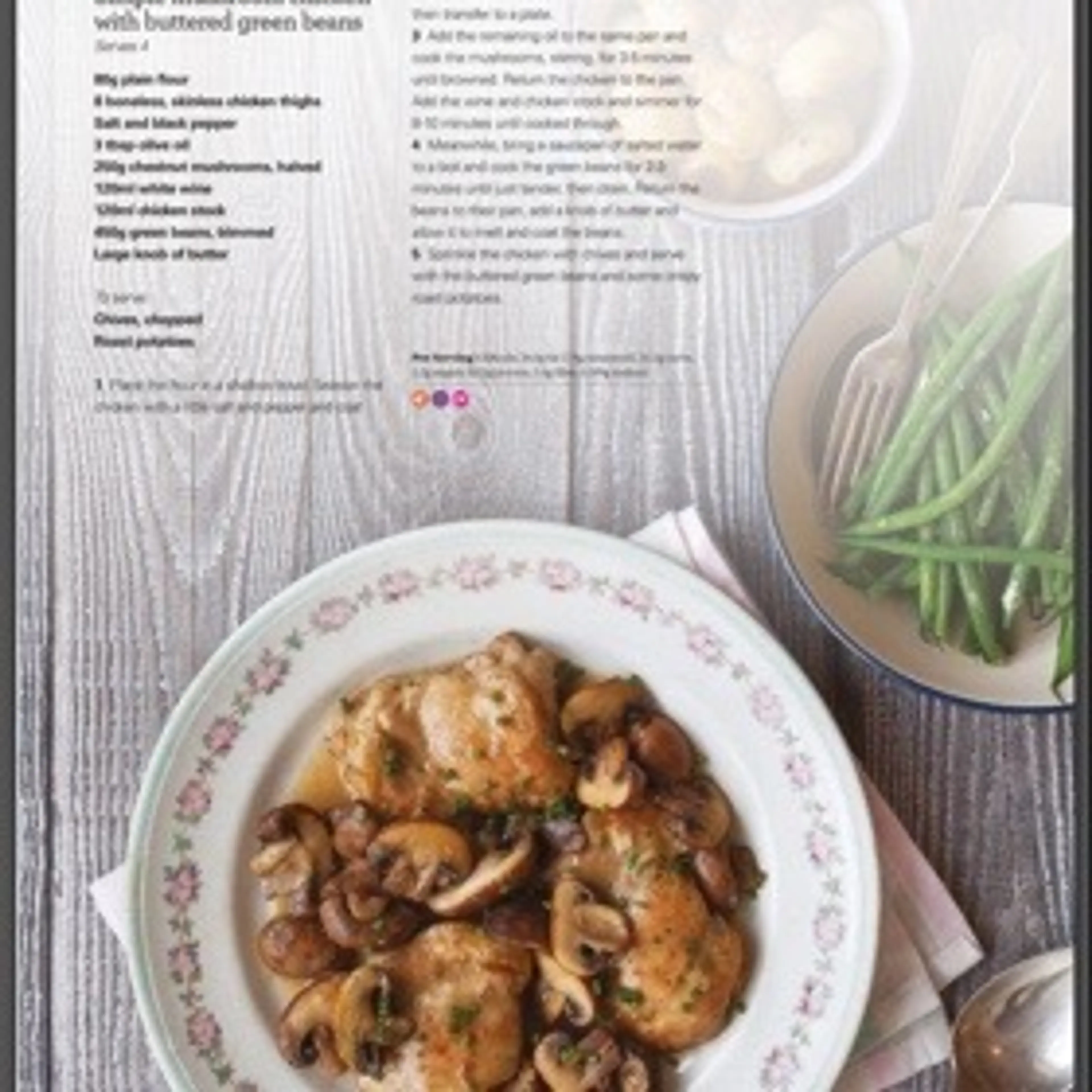 Simple mushroom chicken with buttered green beans