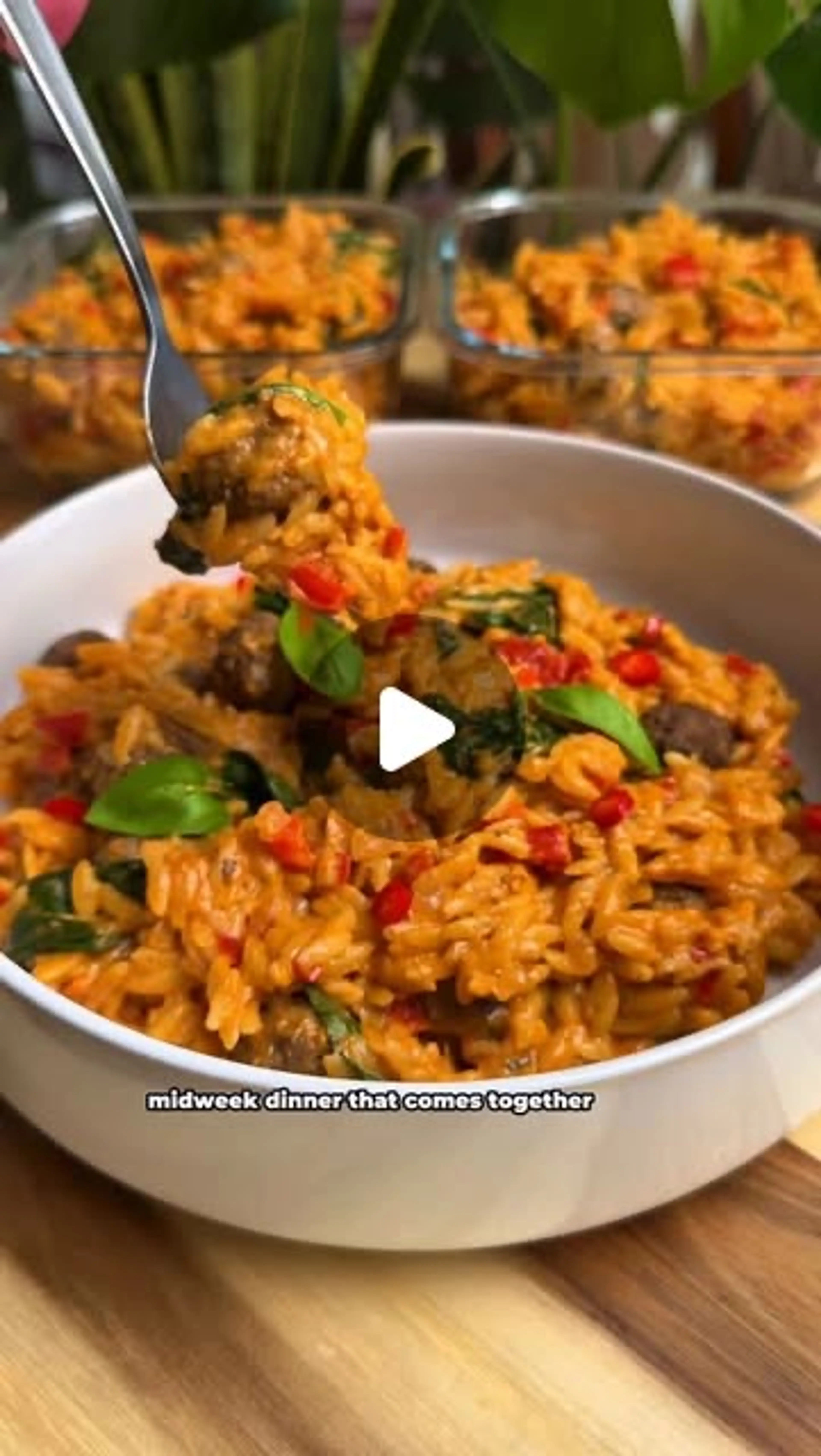 Creamy Mini Meatball Orzo