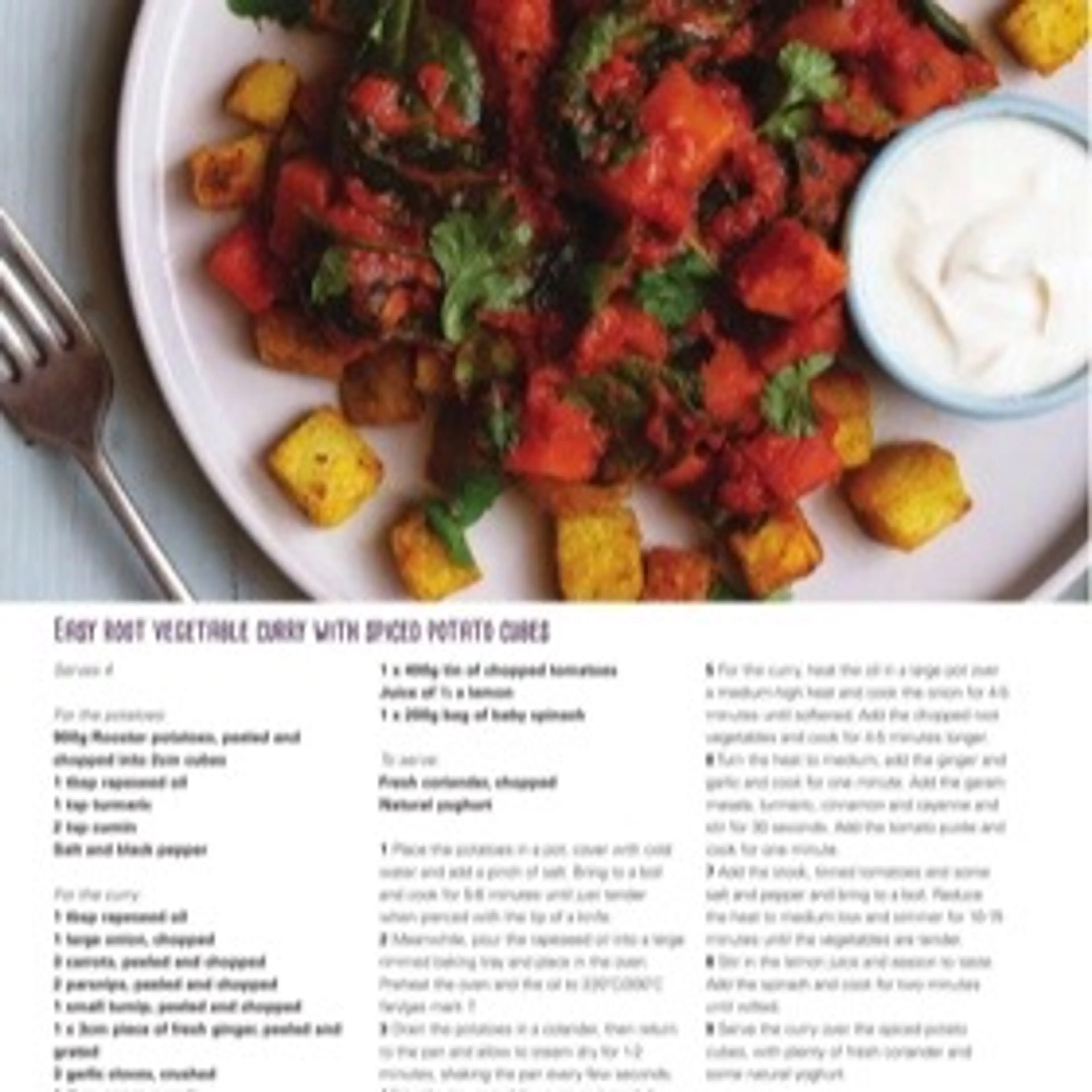 ROOT VEGETABLE CURRY WITH SPICED POTATO CUBES