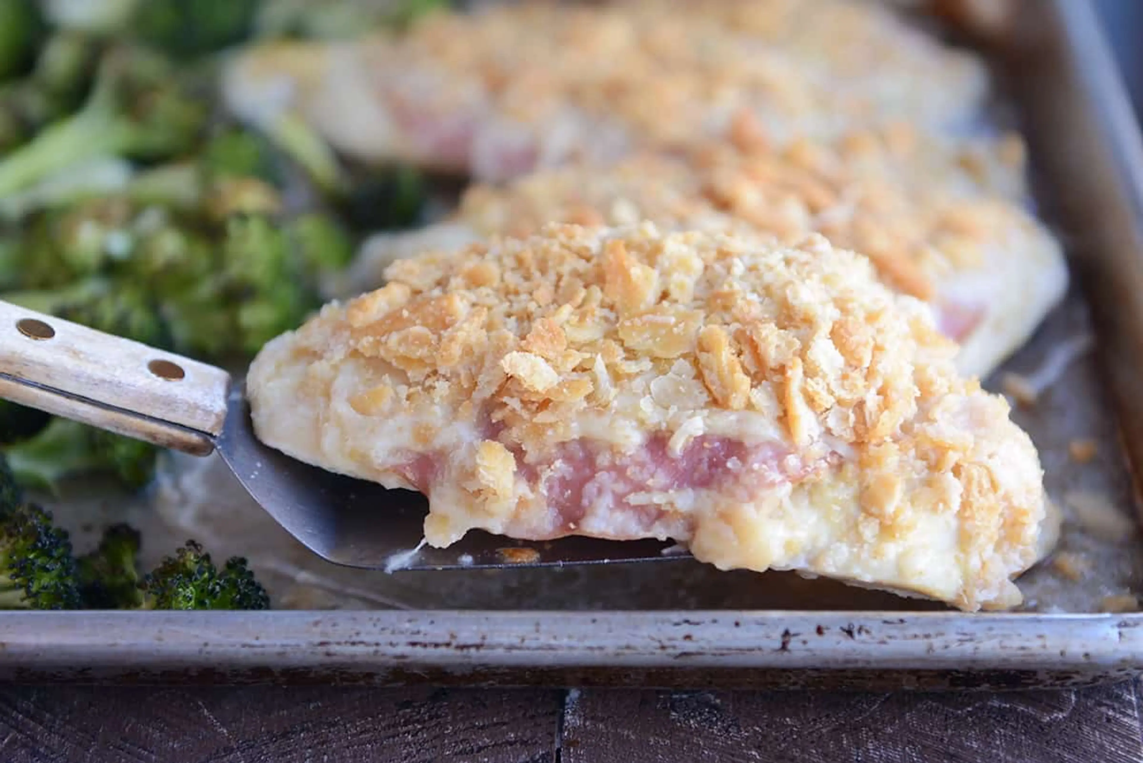 Unstuffed Chicken Cordon Bleu with Roasted Broccoli