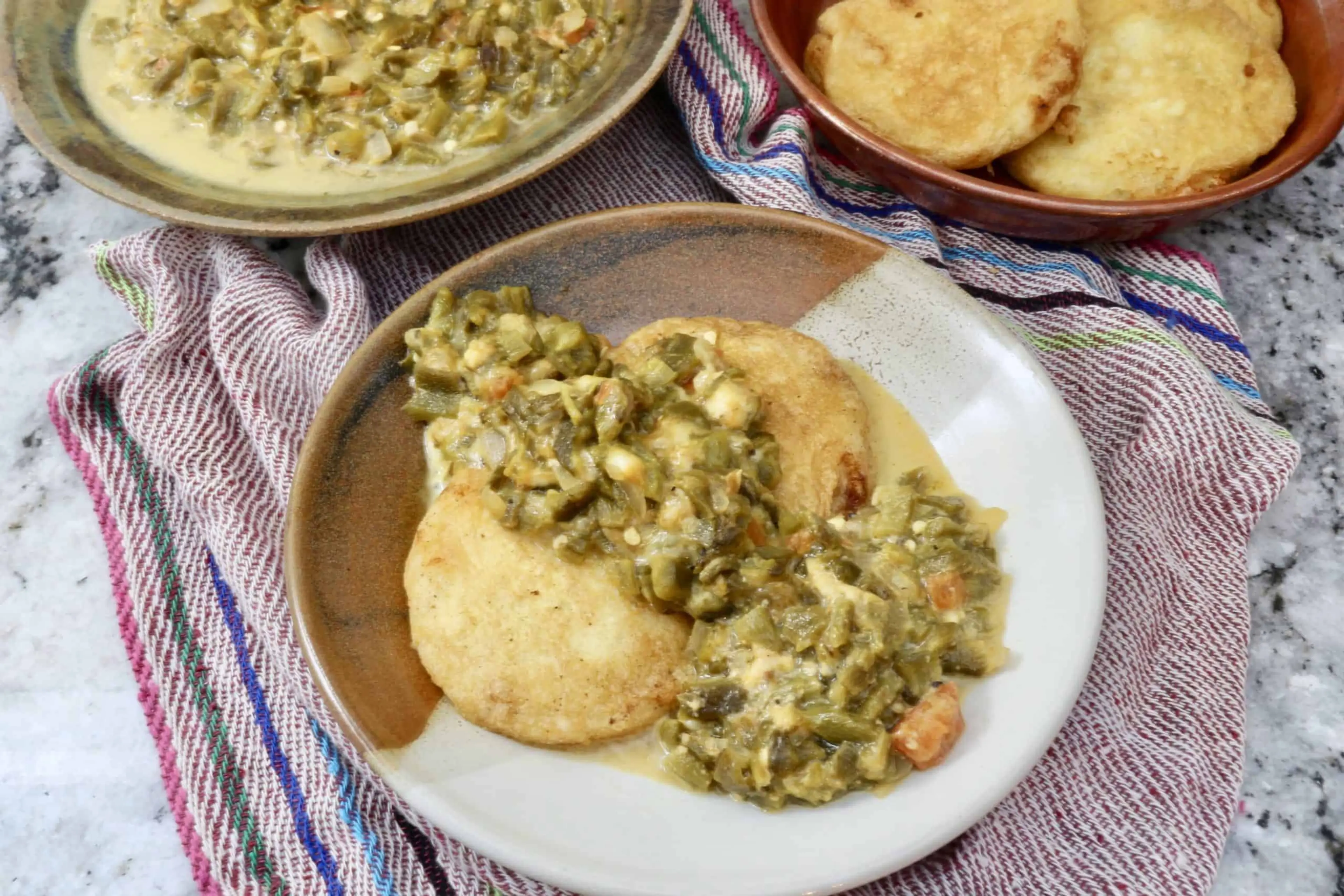 Potato Patties with Chile con Queso