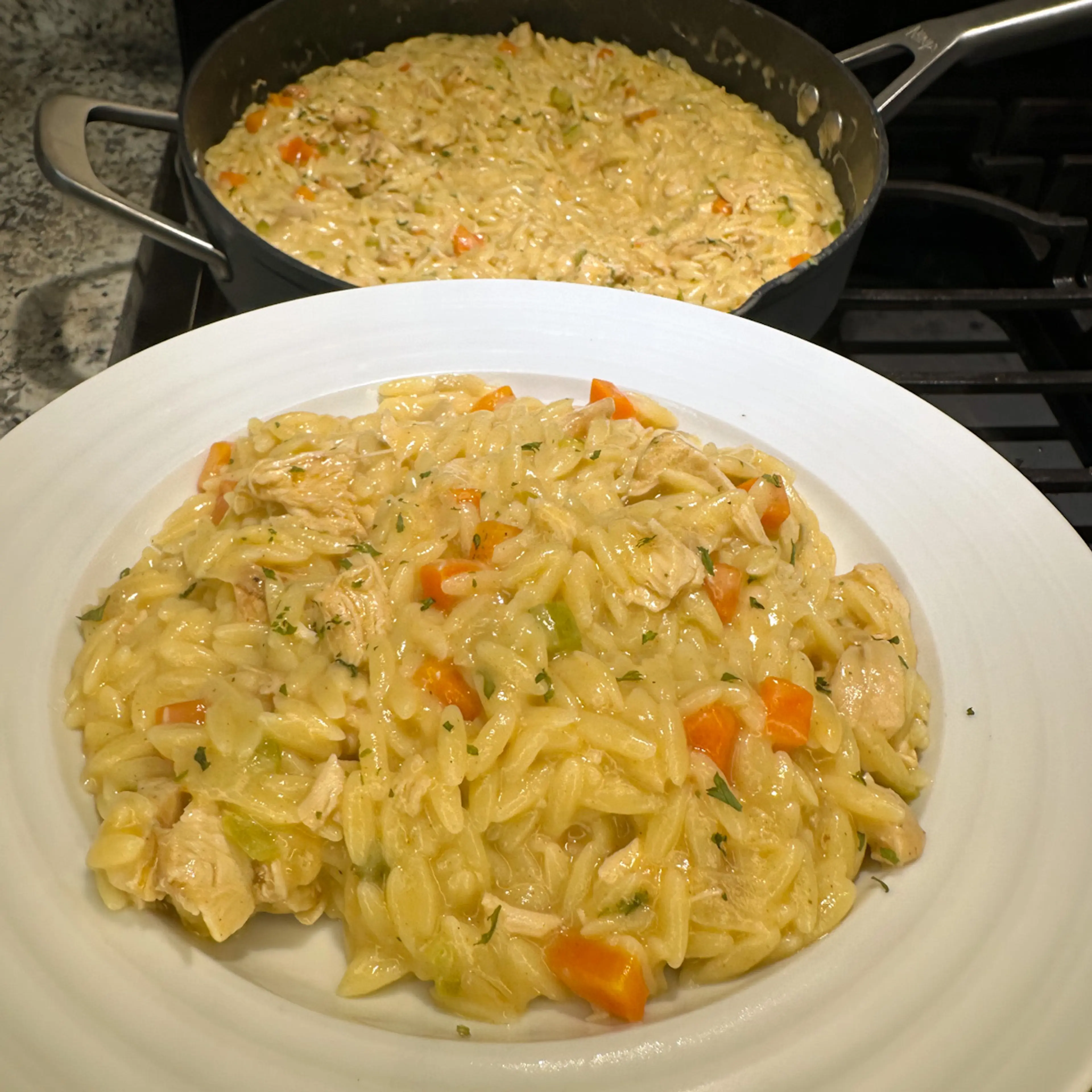 Creamy Chicken Pot Pie Orzo