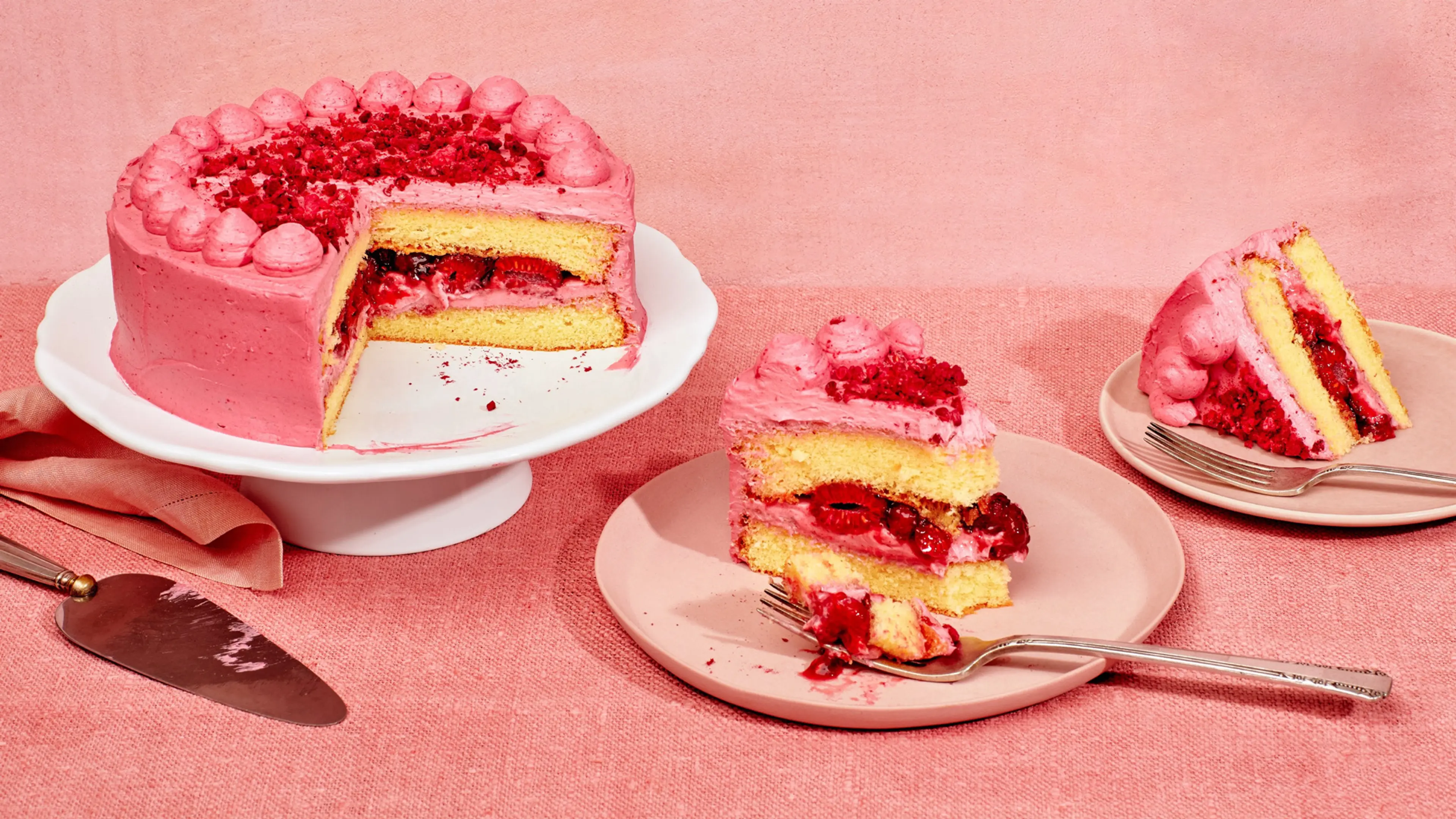 Raspberry Cake With Whipped Cream Filling
