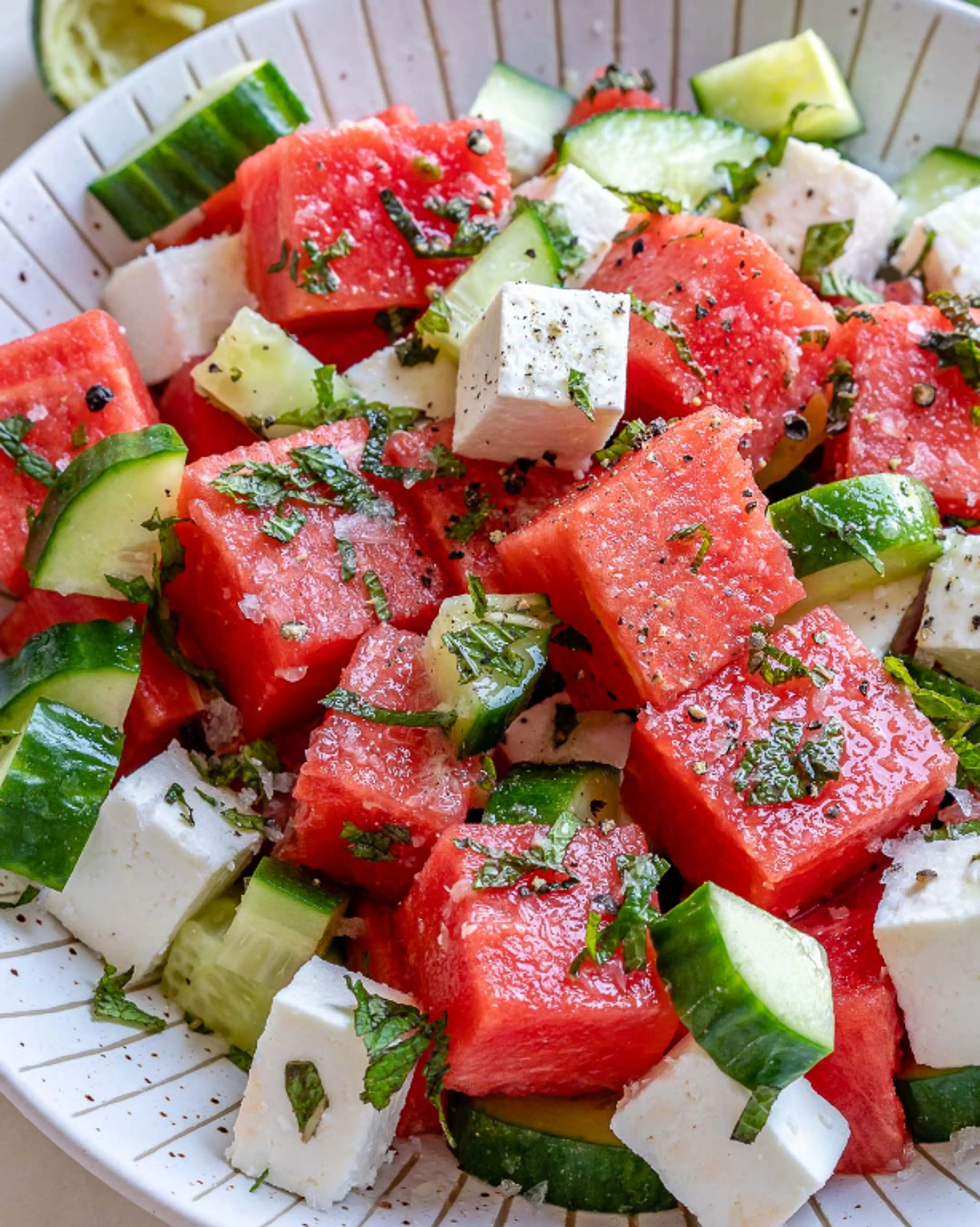 Watermelon + Cucumber + Feta Salad