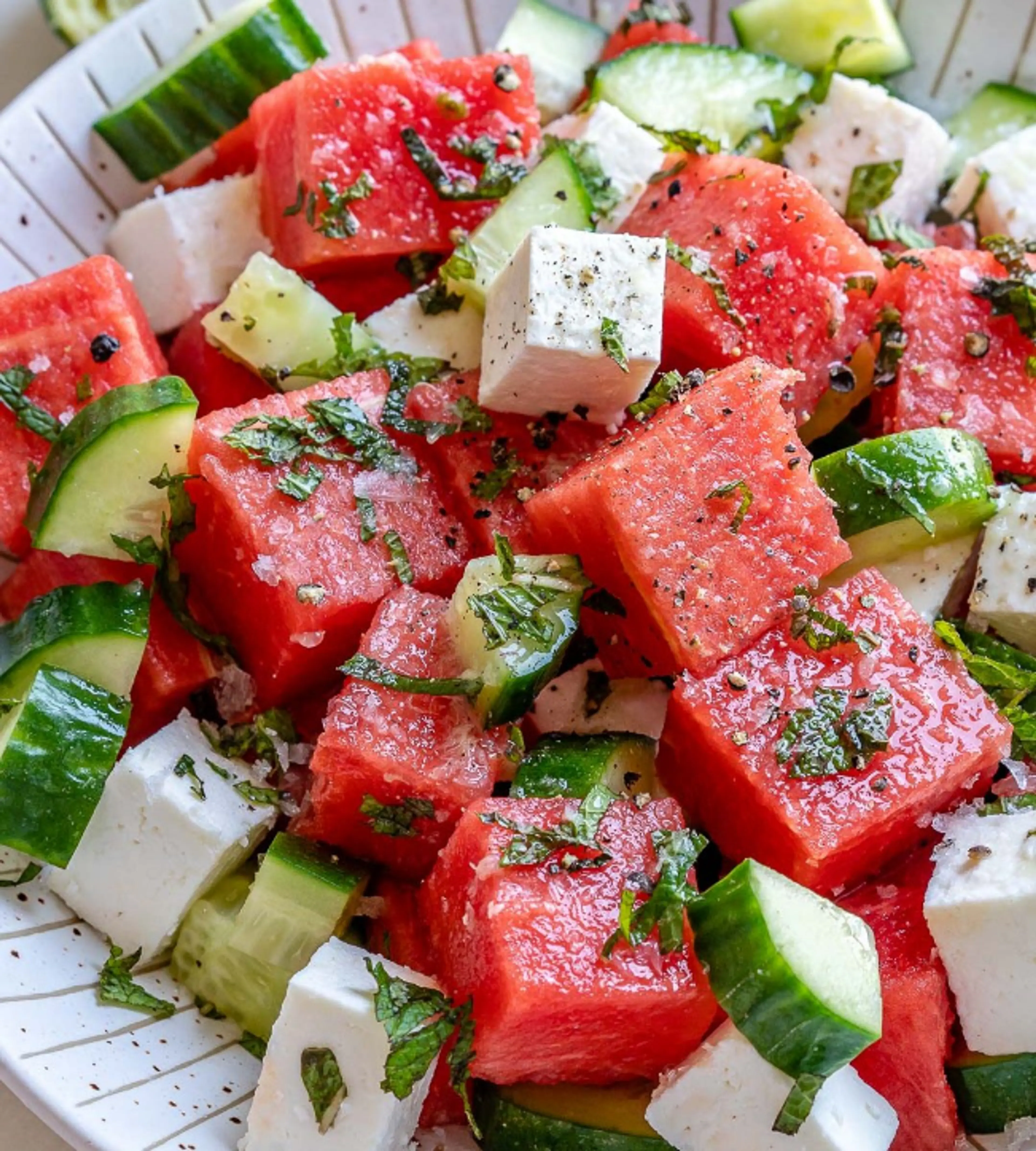 Watermelon + Cucumber + Feta Salad